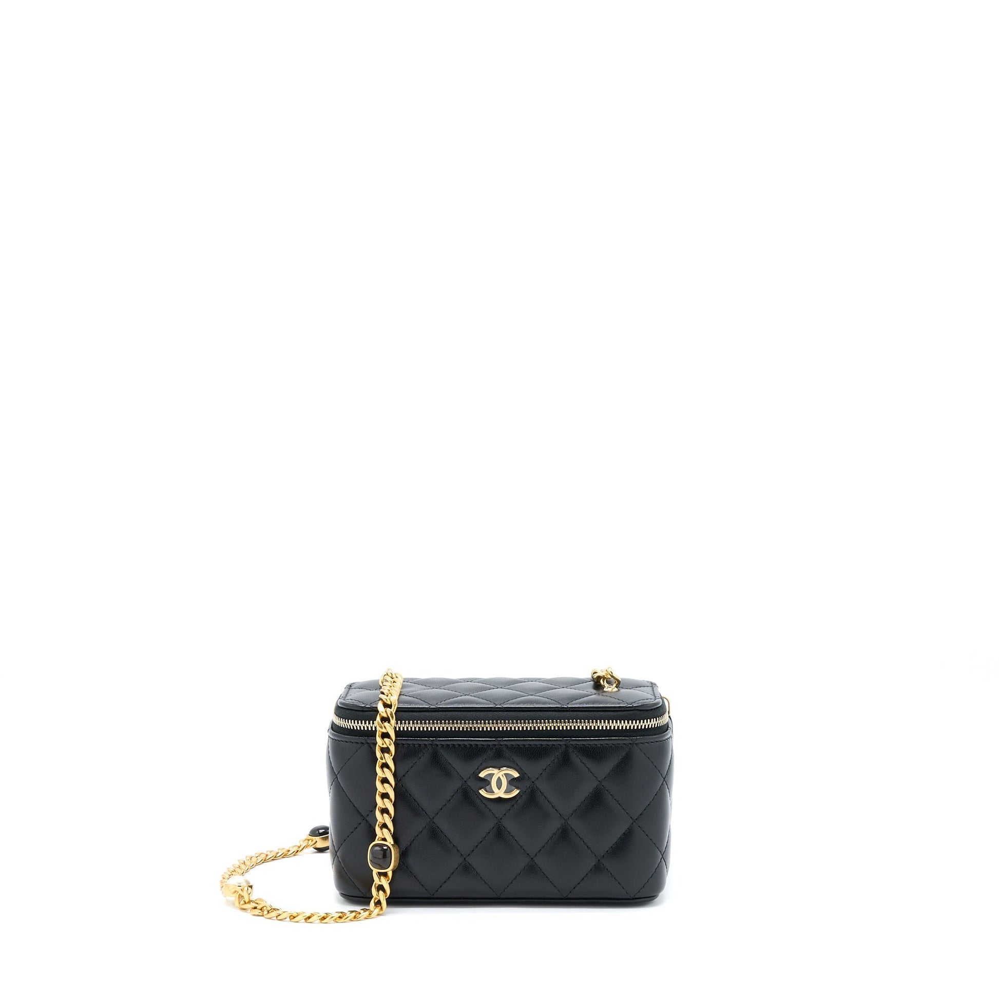 Chanel Long Vanity Detailed Lambskin GHW Black Handbag