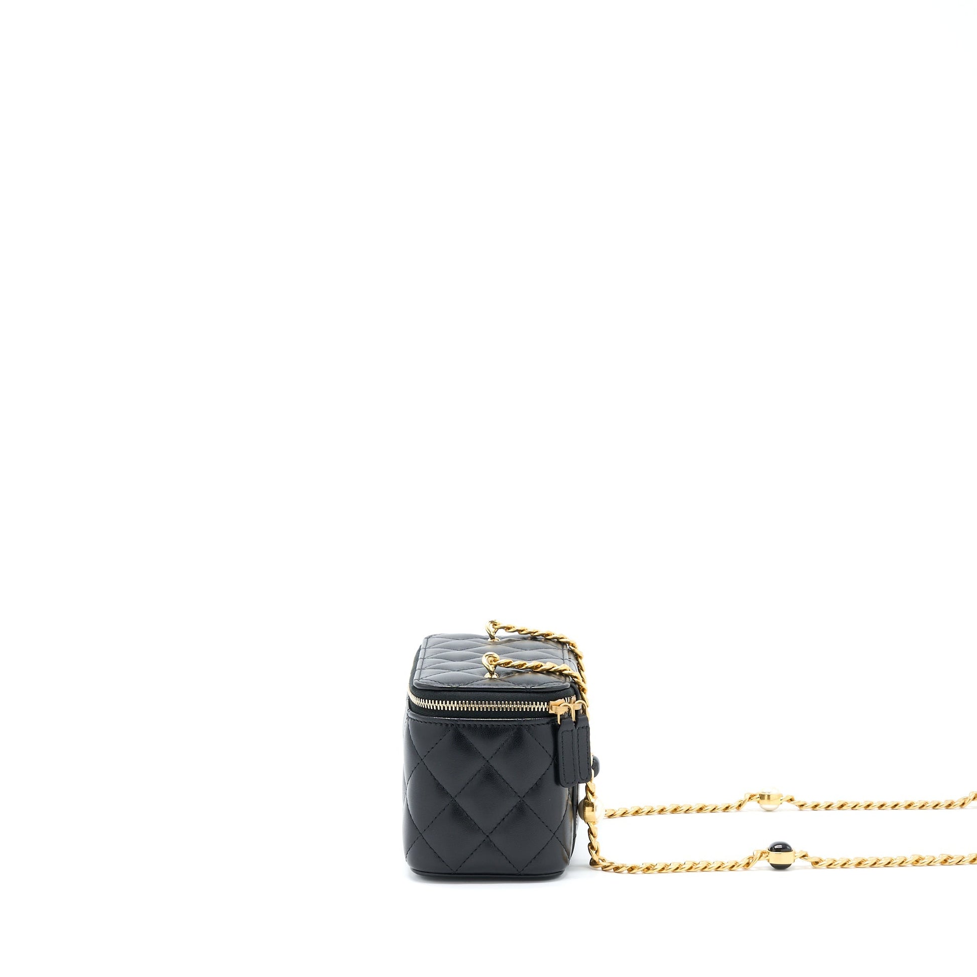Chanel Long Vanity Detailed Lambskin GHW Black Handbag