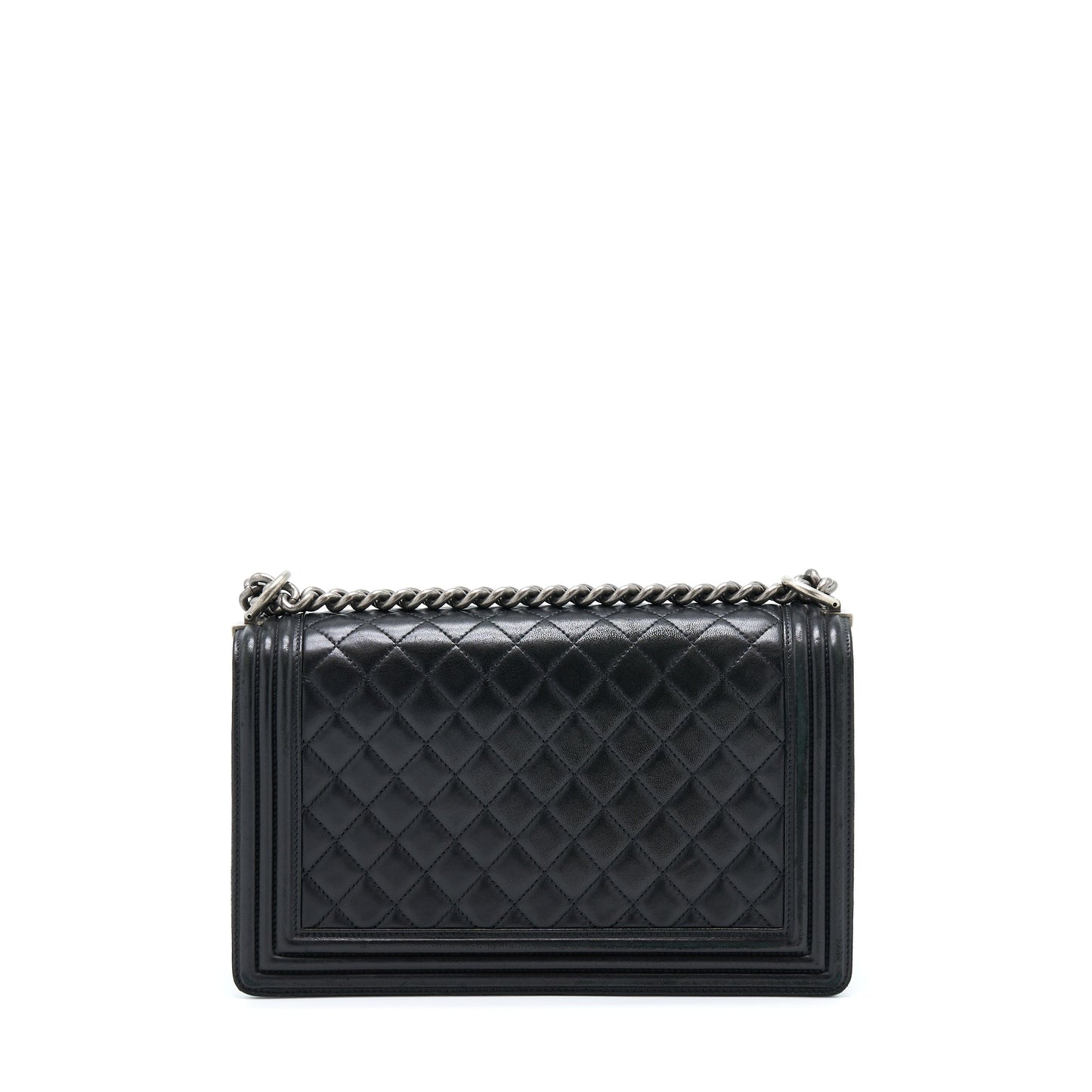Chanel Boy Lambskin Ruthenium SHW Black Handbag Ruthenium Shw
