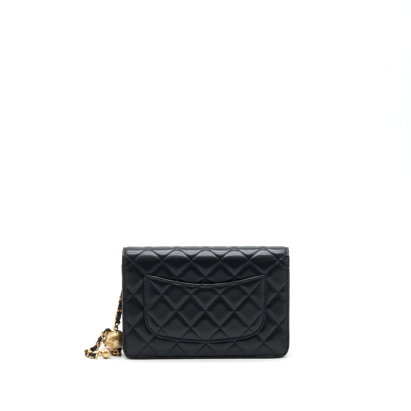 Chanel 22C Pearl Crush On Lambskin GHW Black Wallet Case