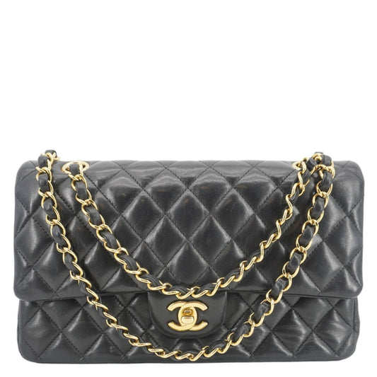 CHANEL Classic Double Flap Quilted Leather Crossbody Bag Black