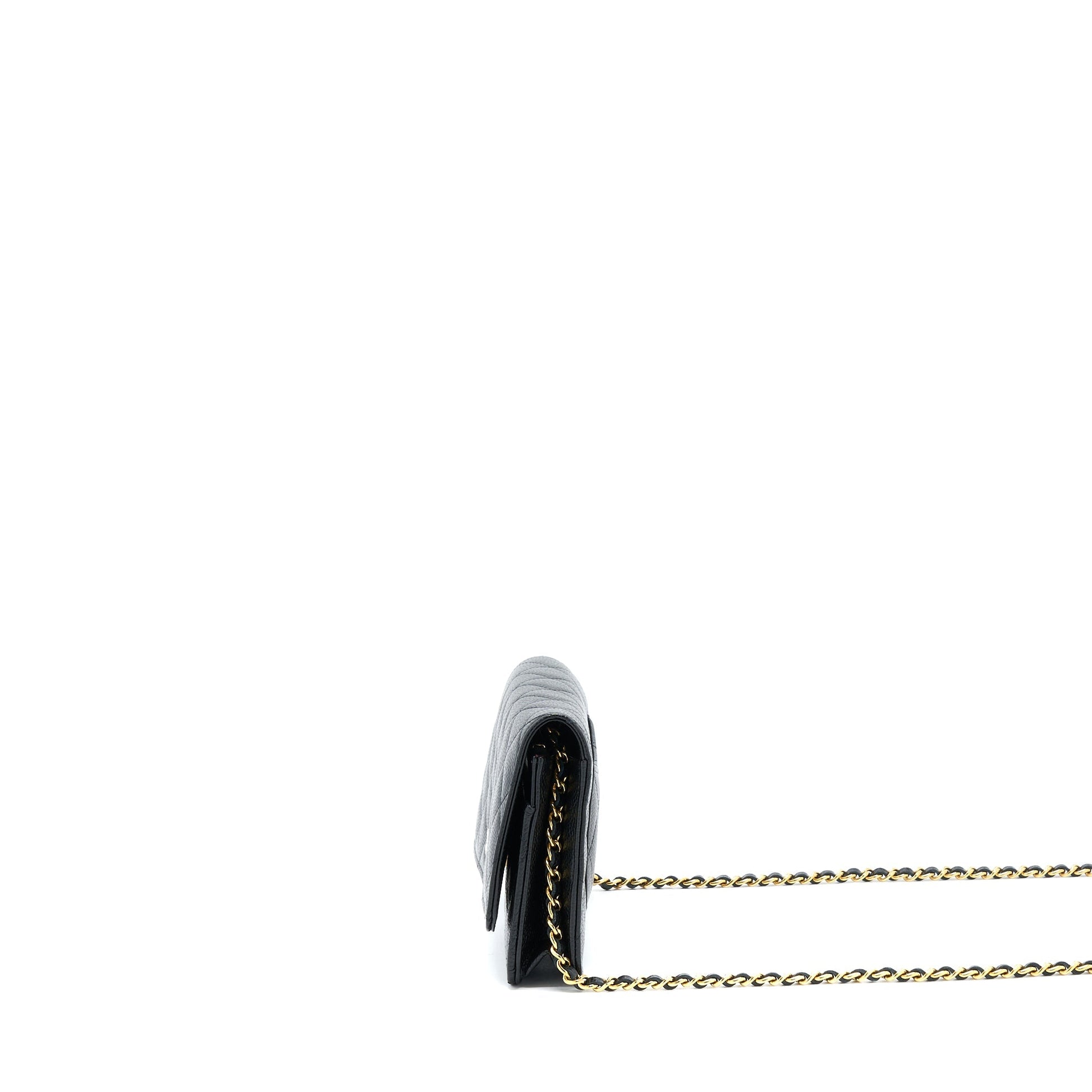 Chanel Classic On Caviar GHW Microchip Black Wallet Case Microchip 5