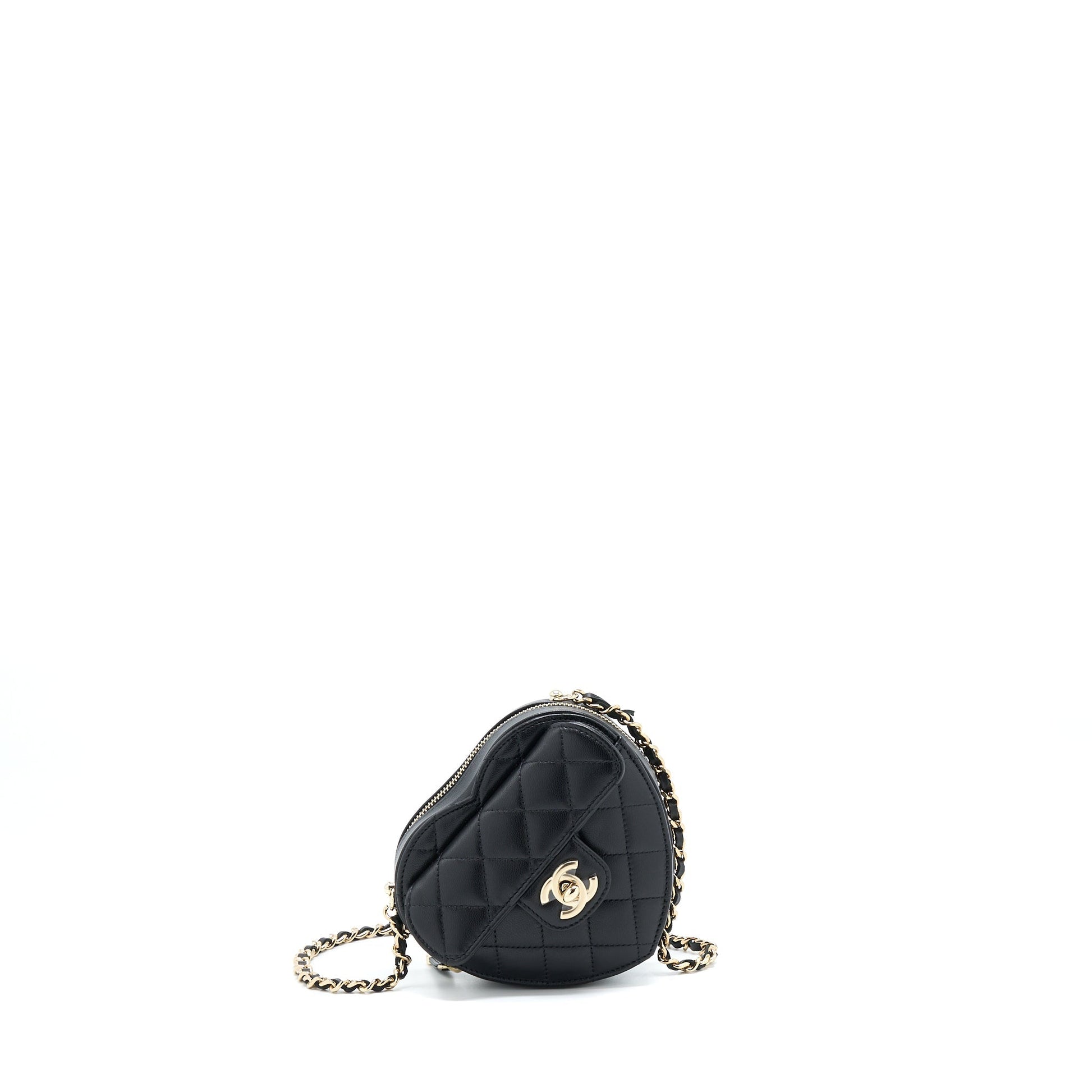 Chanel 22S Heart Lambskin LGHW Black Small Handbag Lghw 6
