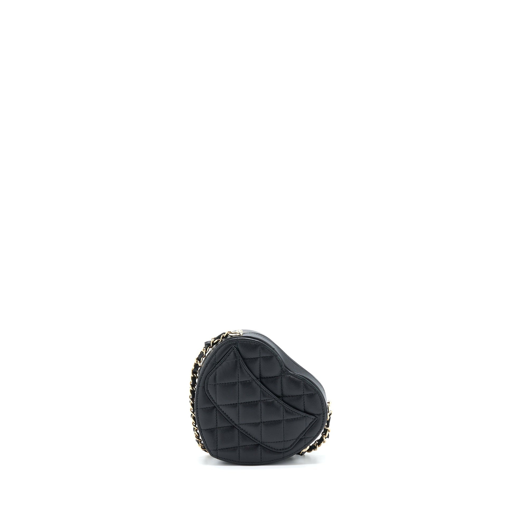 Chanel 22S Heart Lambskin LGHW Black Small Handbag Lghw 6