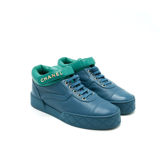 Chanel Sneakers Size 37 In Blue Green