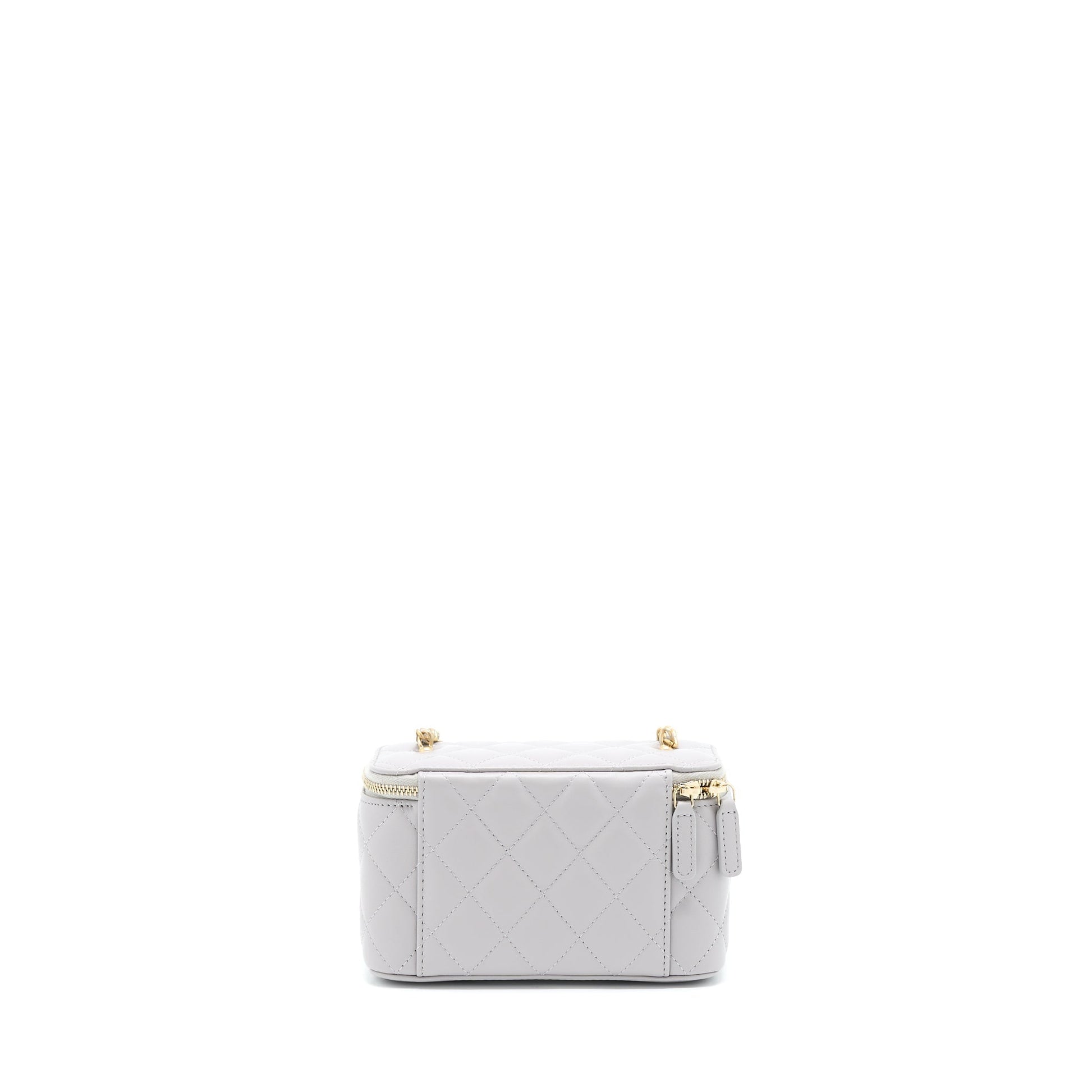 Chanel 22B Pearl Crush Long Vanity Lambskin Grey Handbag