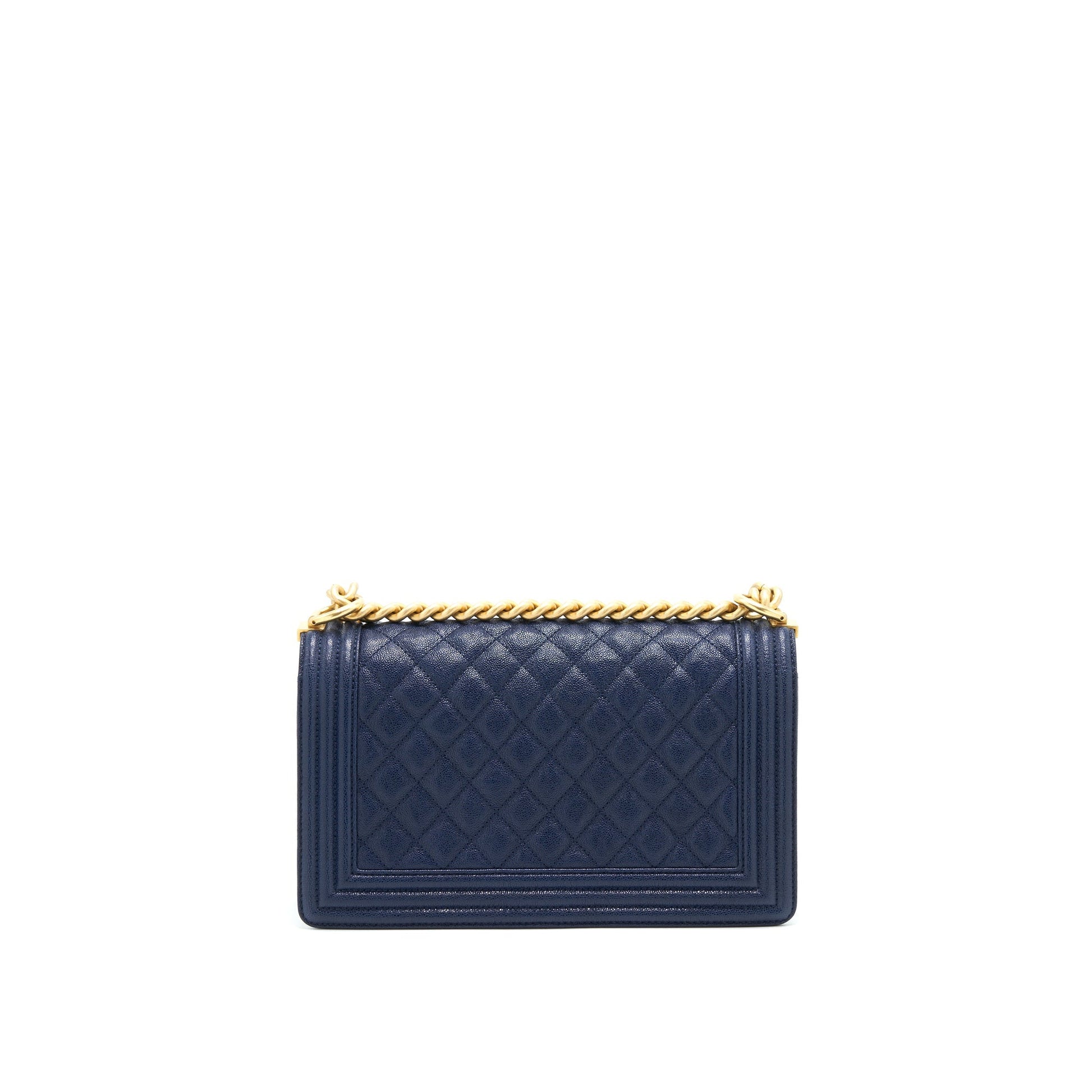 Chanel Boy Old Caviar Navy GHW Handbag
