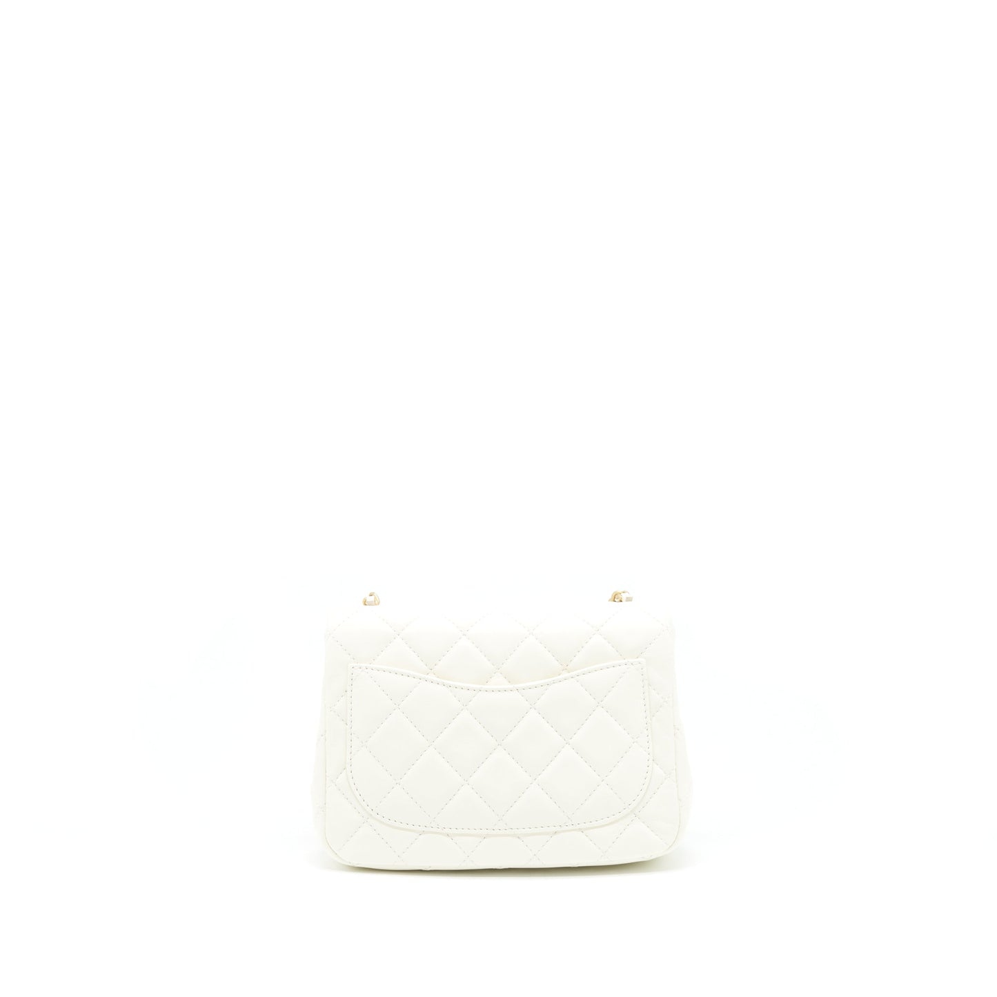 Chanel 22C Pearl Crush Square Flap Lambskin White Shoulder Bag
