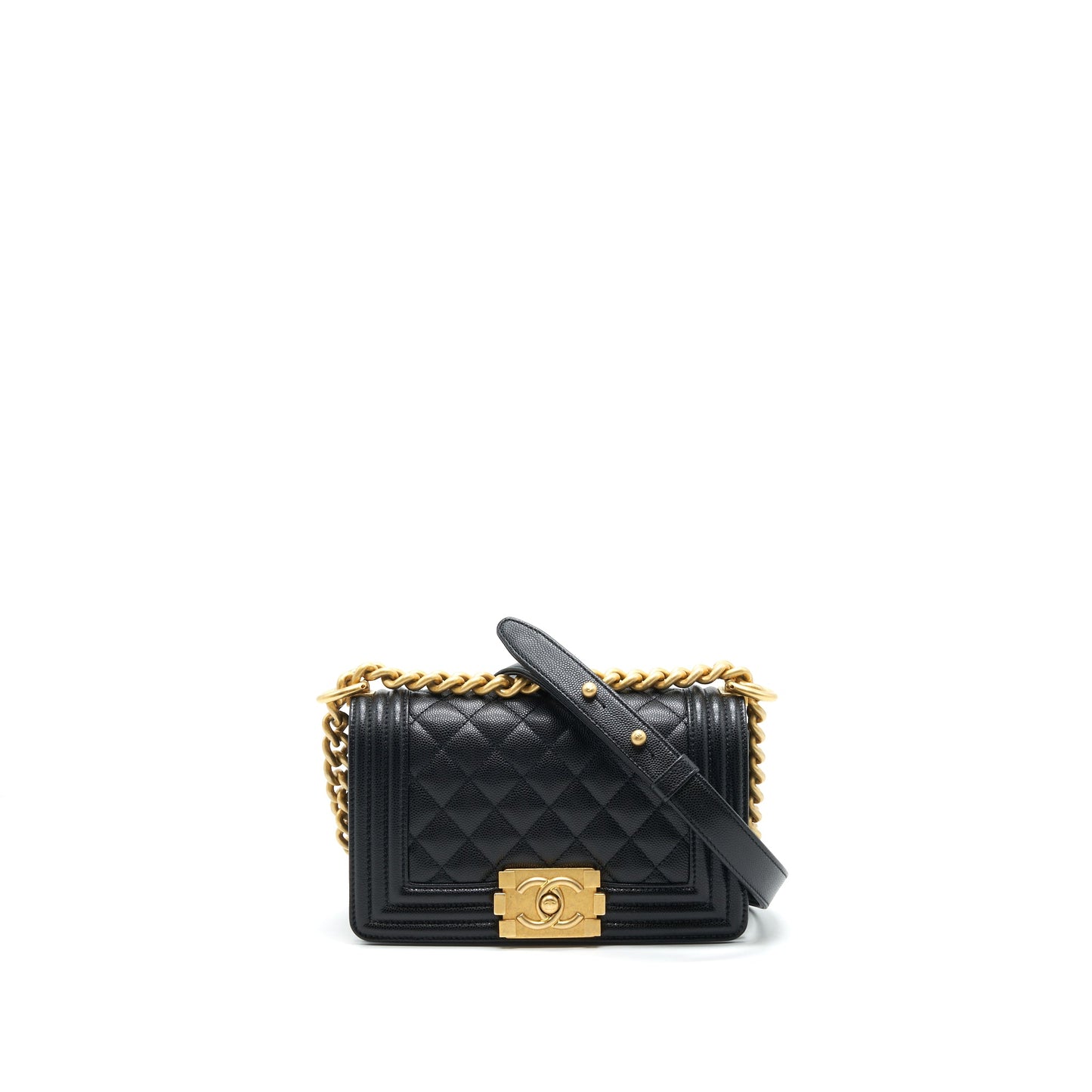 Chanel Boy Caviar brushed GHW Year microchip Black Small Handbag