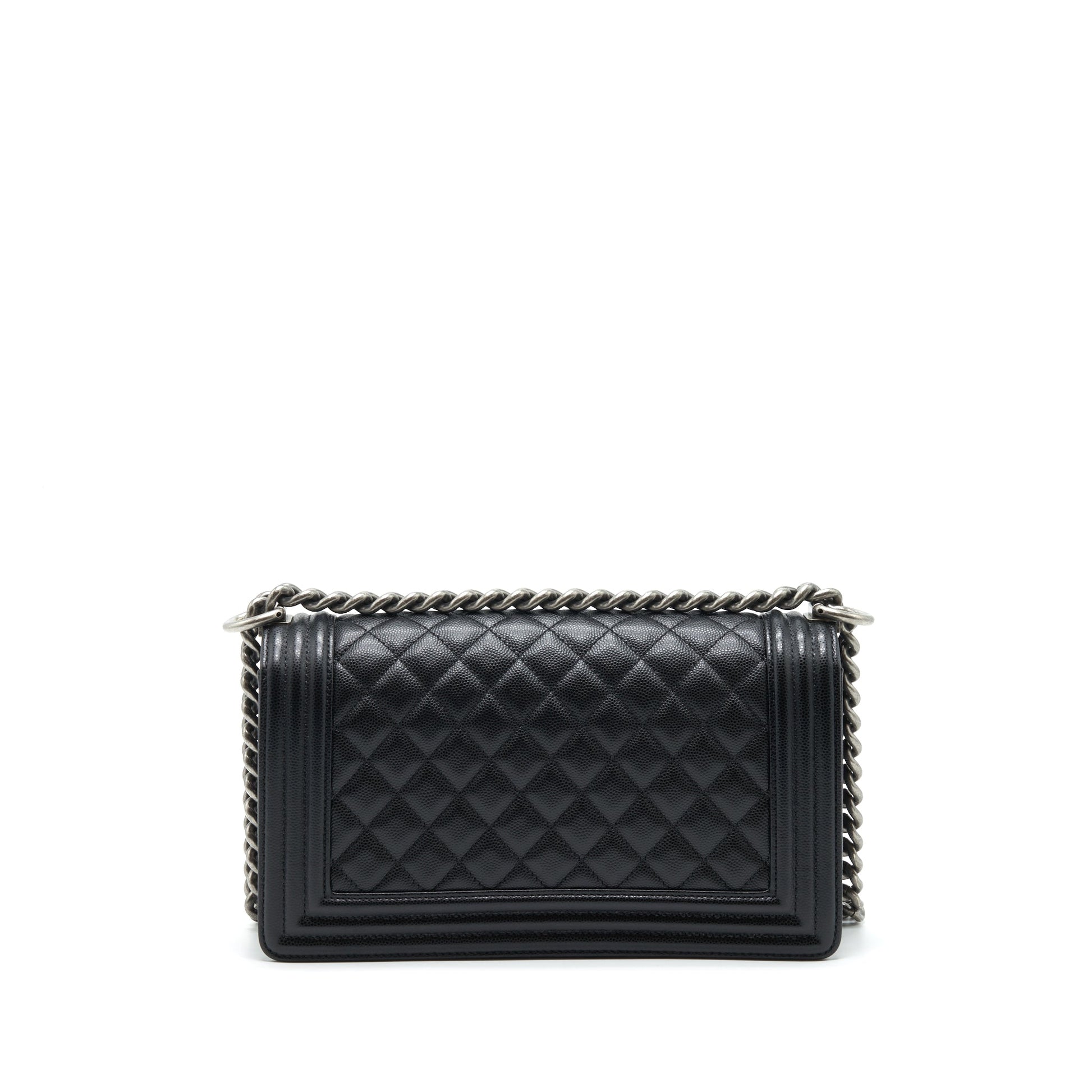 Chanel Leboy Boy Caviar Ruthenium Sliver Hardware Black Handbag