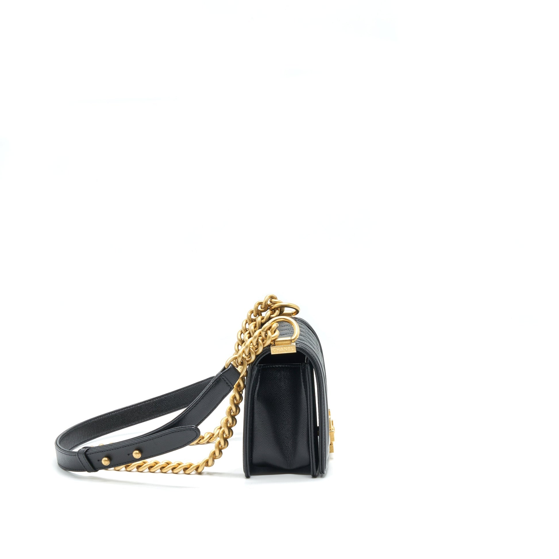 Chanel Boy Caviar brushed GHW Year microchip Black Small Handbag