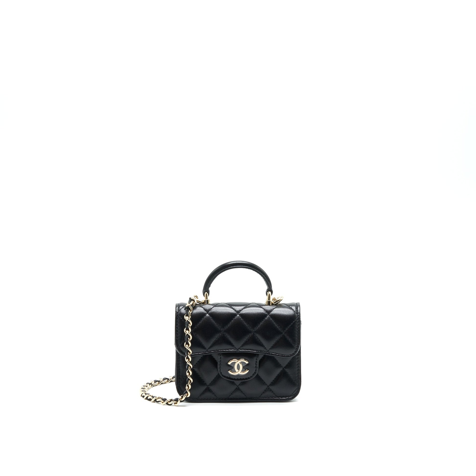 Chanel 21K Flap Coin Purse LGHW Black Wallet Case