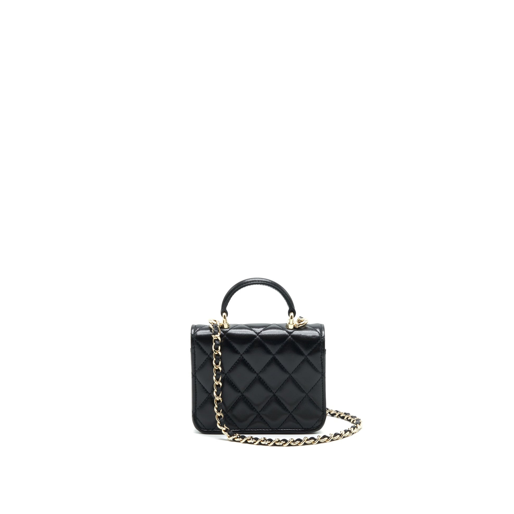 Chanel 21K Flap Coin Purse LGHW Black Wallet Case