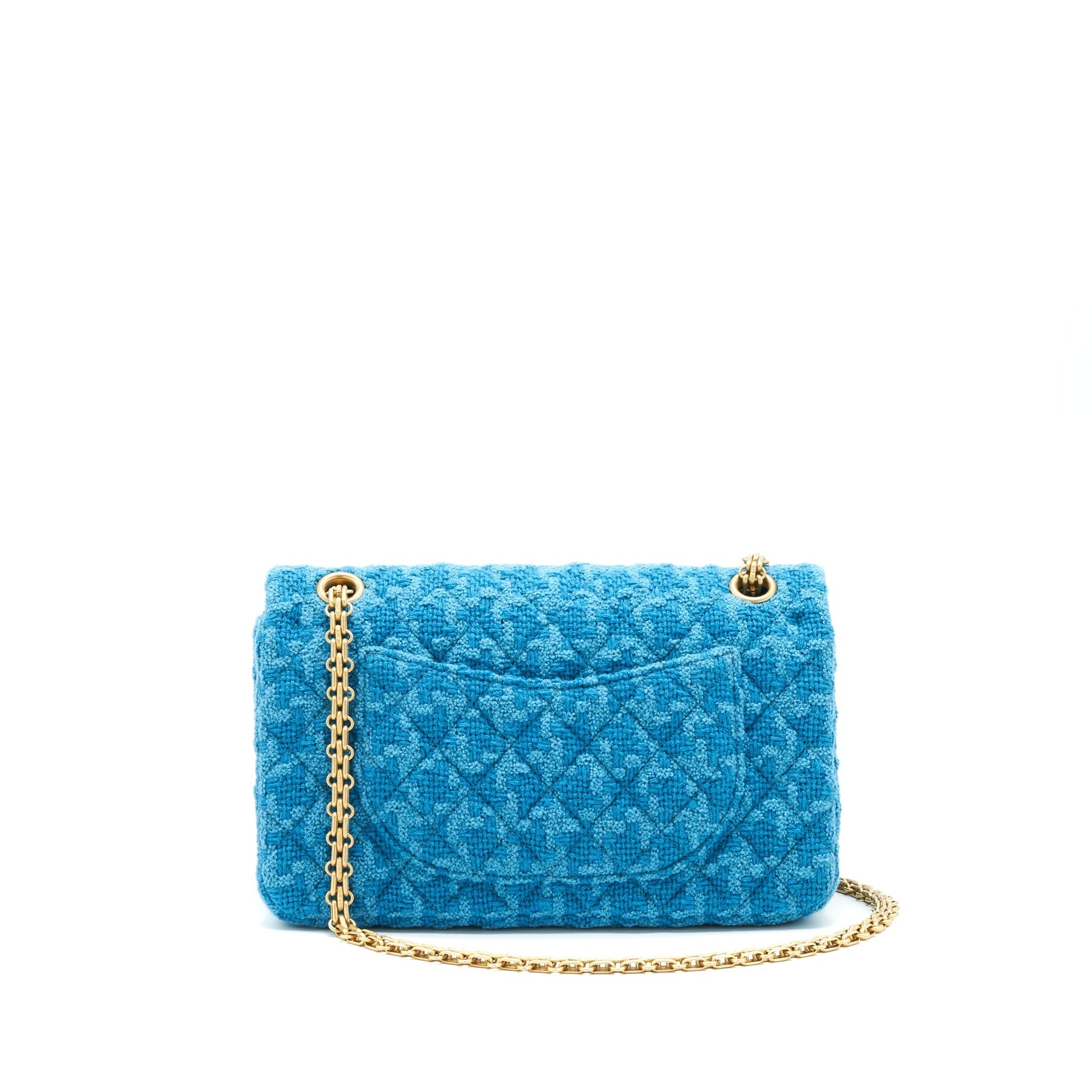 Chanel Tweed 2.55 Reissue Flap Brushed GHW Blue Small Shoulder Bag