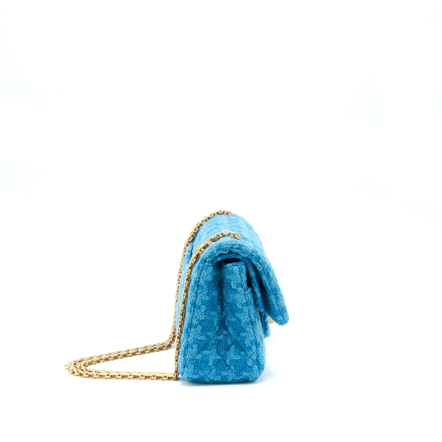 Chanel Tweed 2.55 Reissue Flap Brushed GHW Blue Small Shoulder Bag