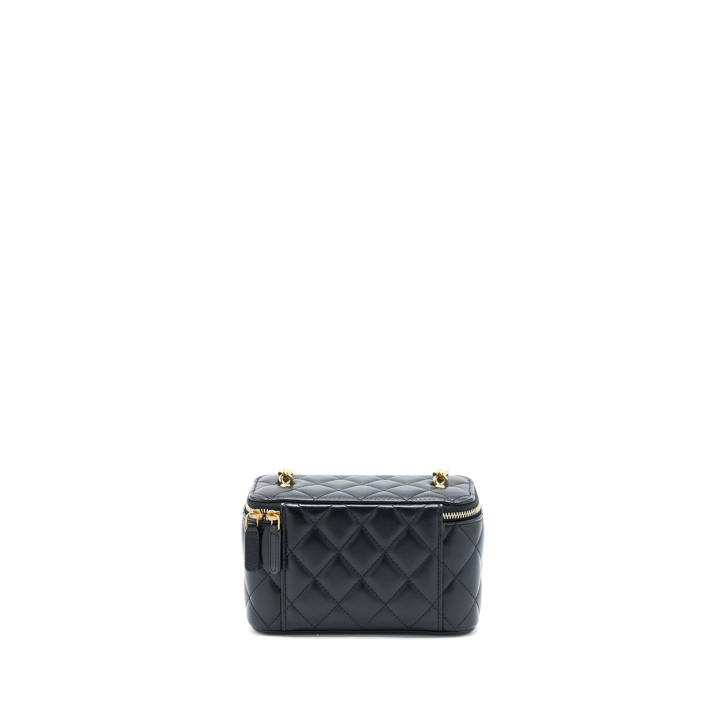 Chanel Long Vanity Detailed Gem Lambskin GHW Black Handbag