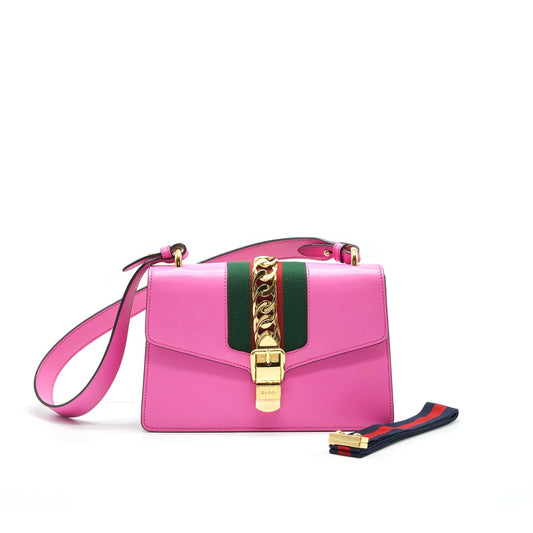 Gucci Sylvie Bag Leather Pink Travel Bag