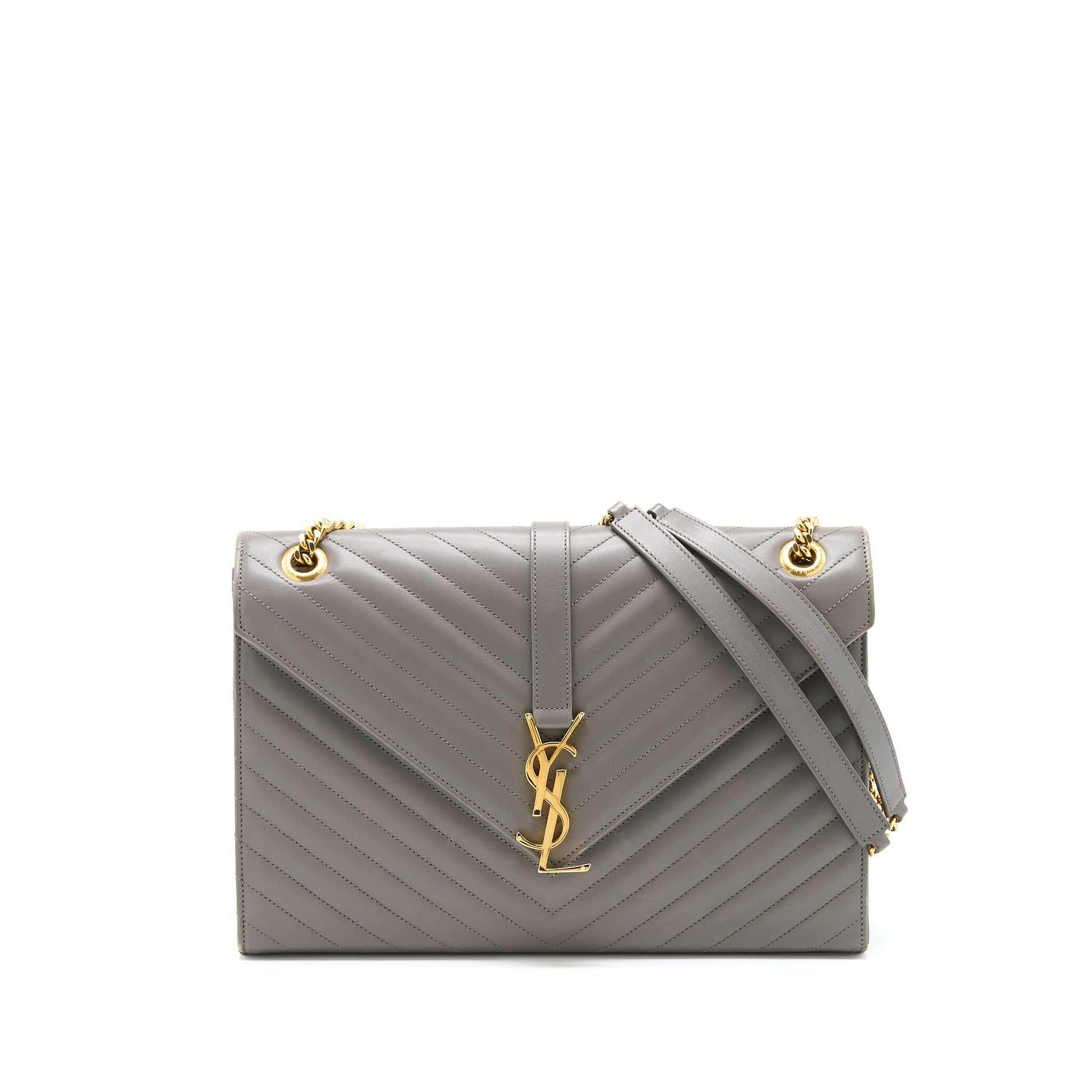 YSL Saint Laurent Saint Laurent Envelope Purse Calfskin Grey Travel Large Travel Bag
