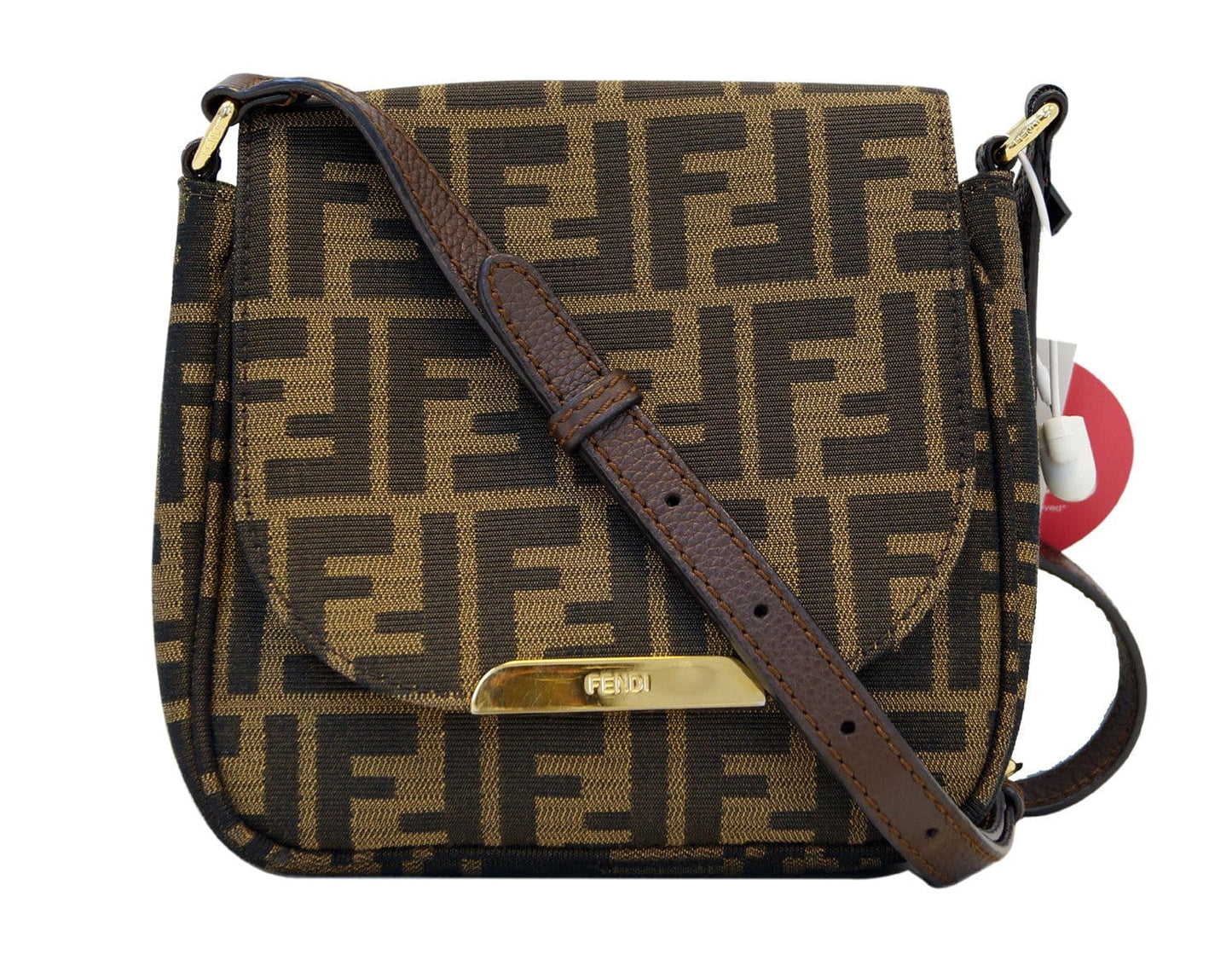 Fendi Zucca Messenger Bag Leather Canvas Black Crossbody Bag