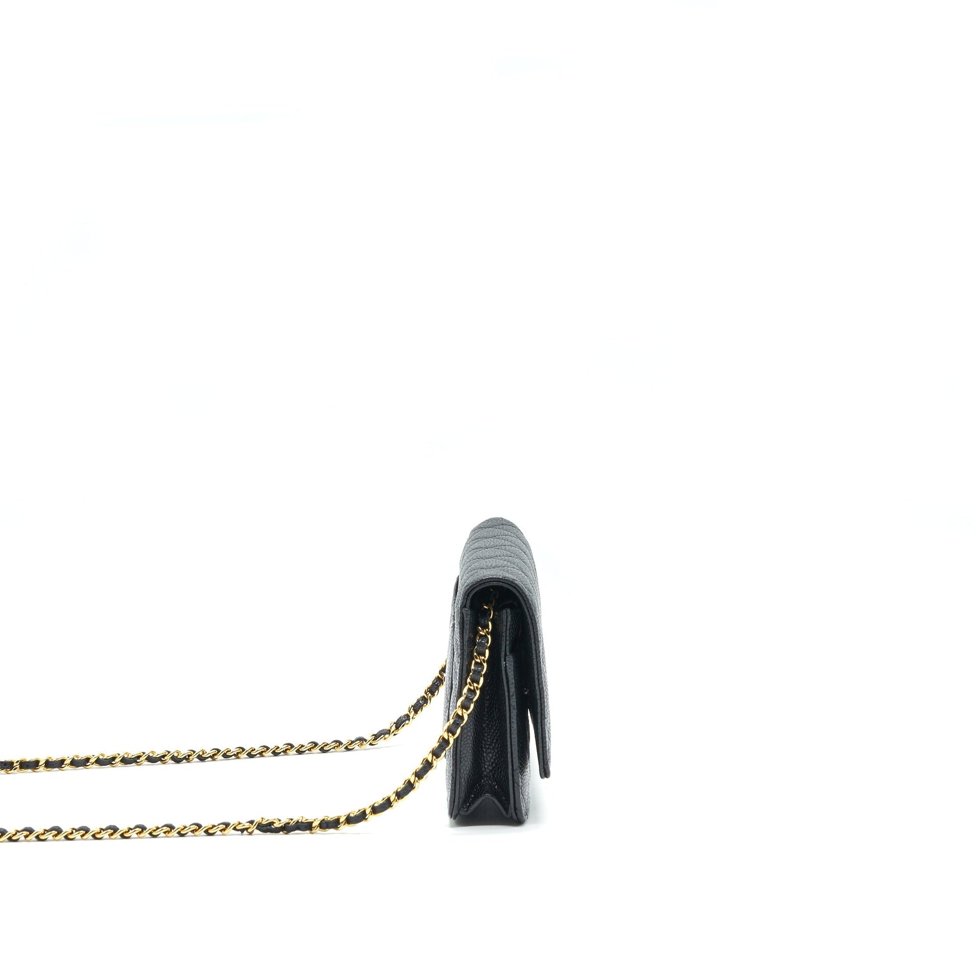Chanel Caviar On GHW Black Wallet Case