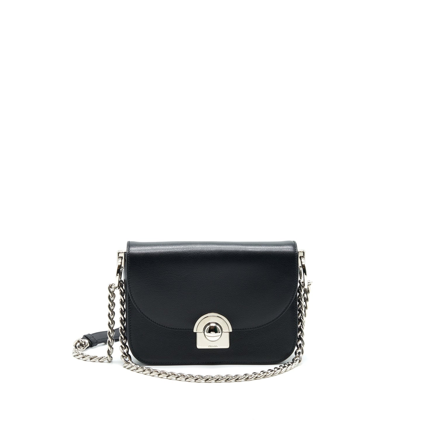 Prada Pattina In Glace Purse Calfskin Handbag Black Travel Bag