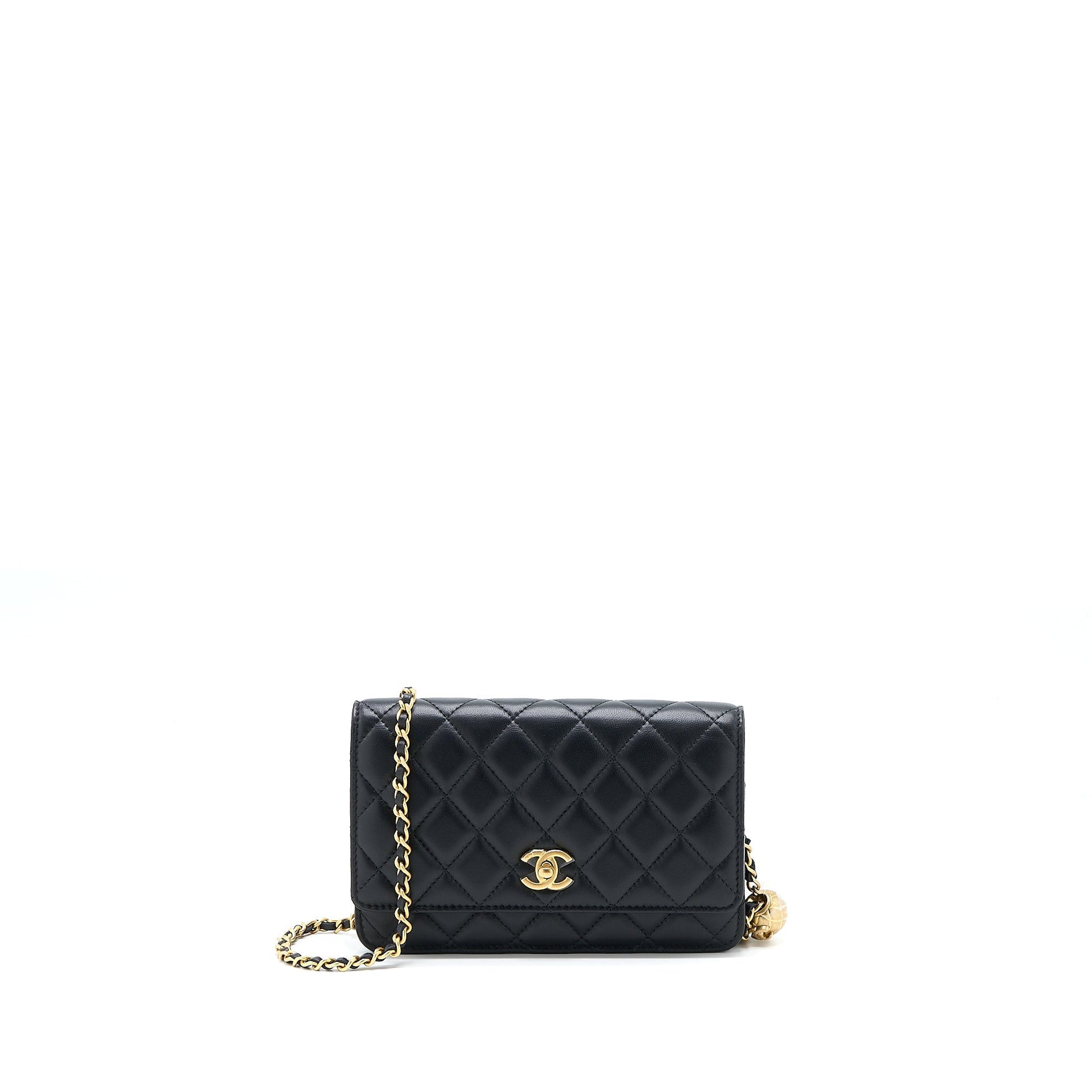 Chanel Pearl Crush On Lambskin Brushed GHW Black Wallet Case Microchip 5
