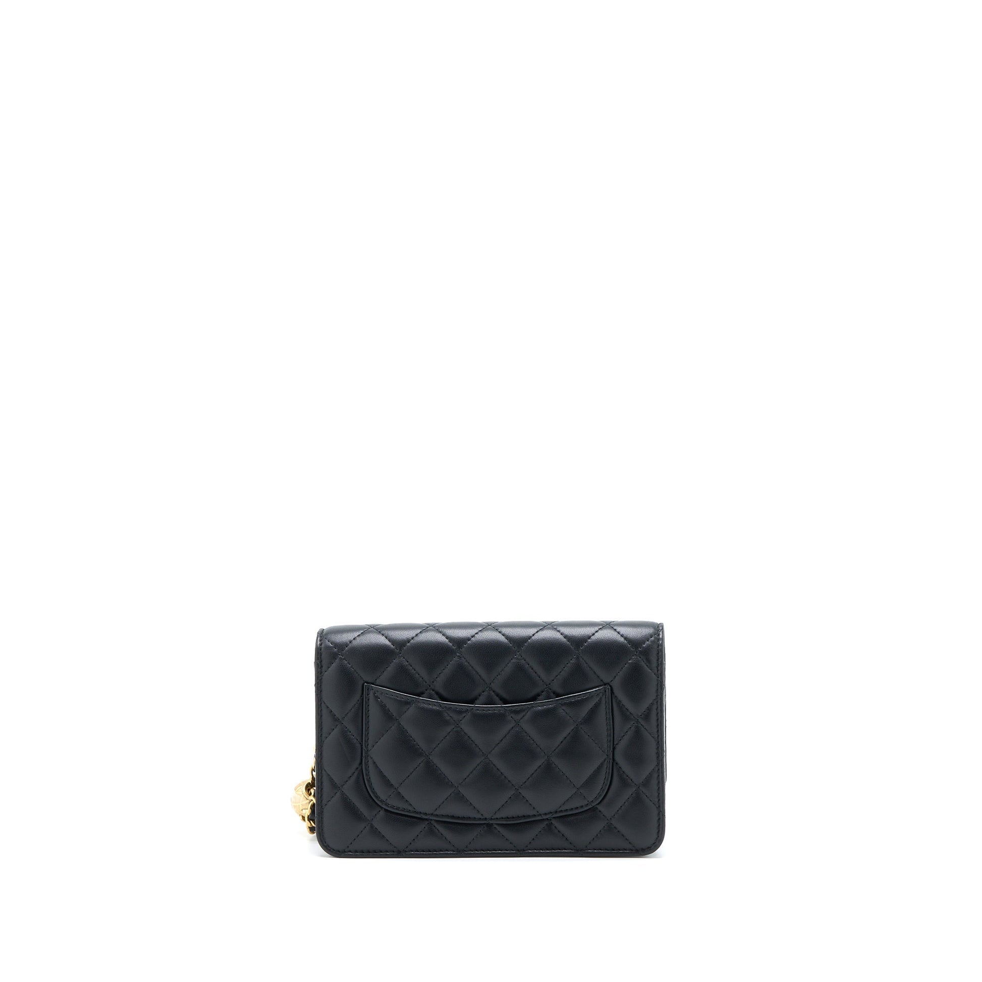 Chanel Pearl Crush On Lambskin Brushed GHW Black Wallet Case Microchip 5