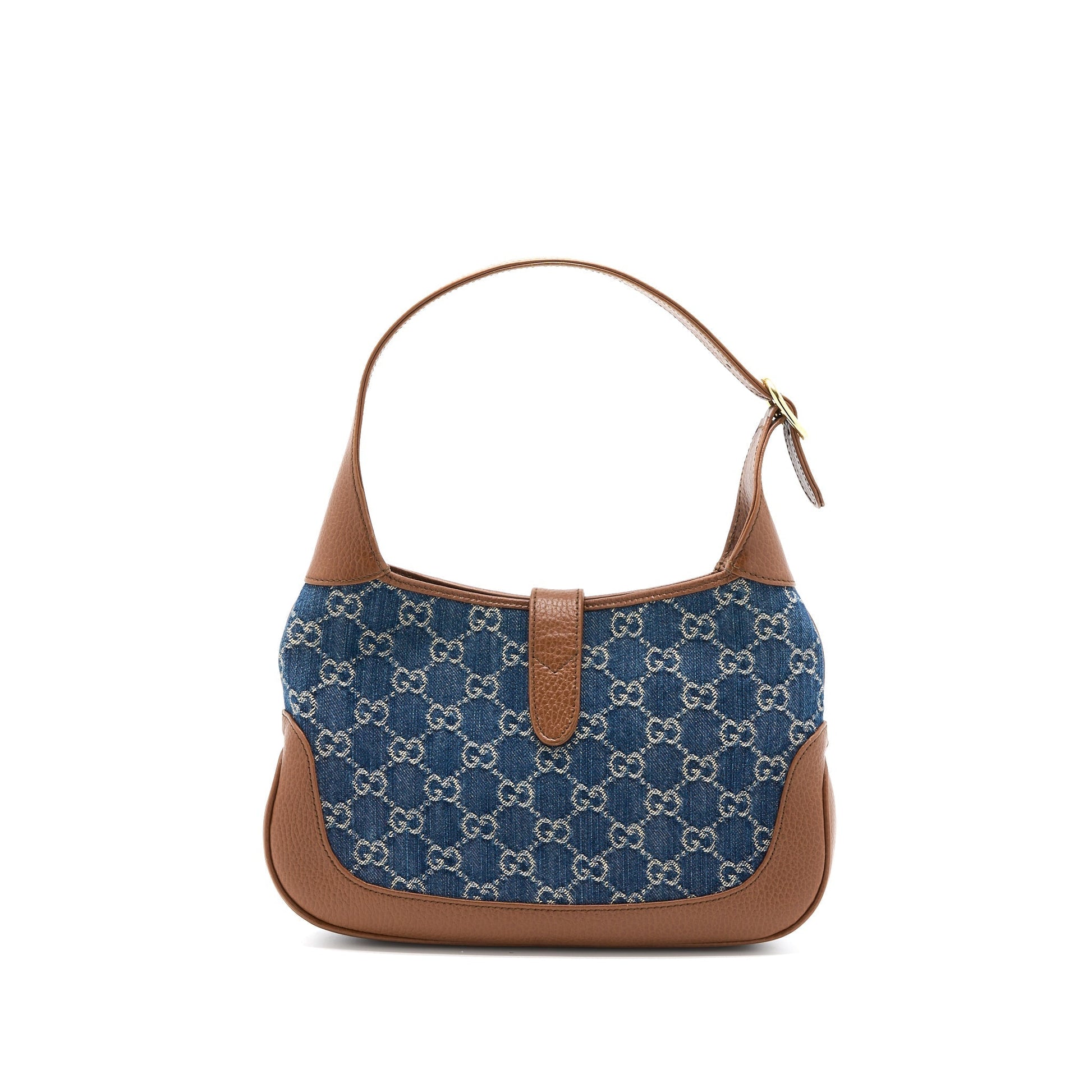 Gucci Jackie Small Shoulder Bag Blue Leather Denim