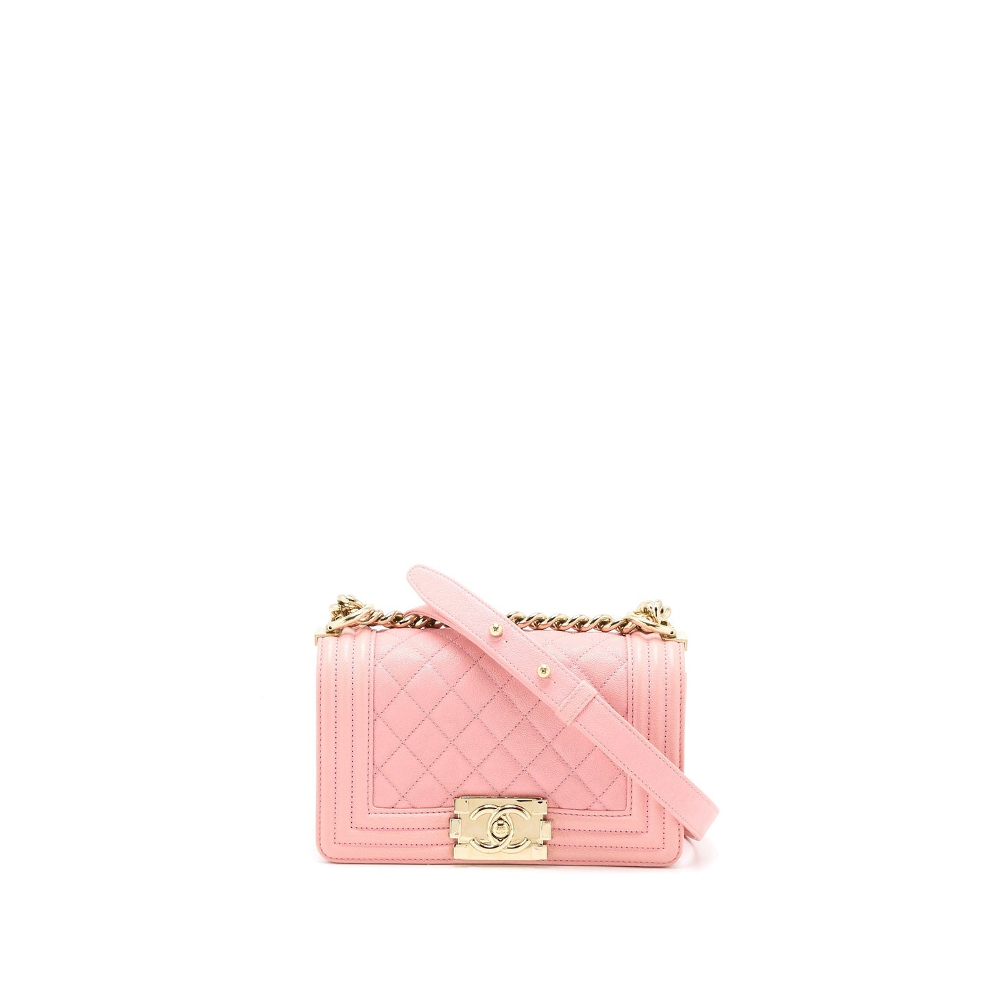 Chanel Boy Caviar LGHW Pink Small Handbag