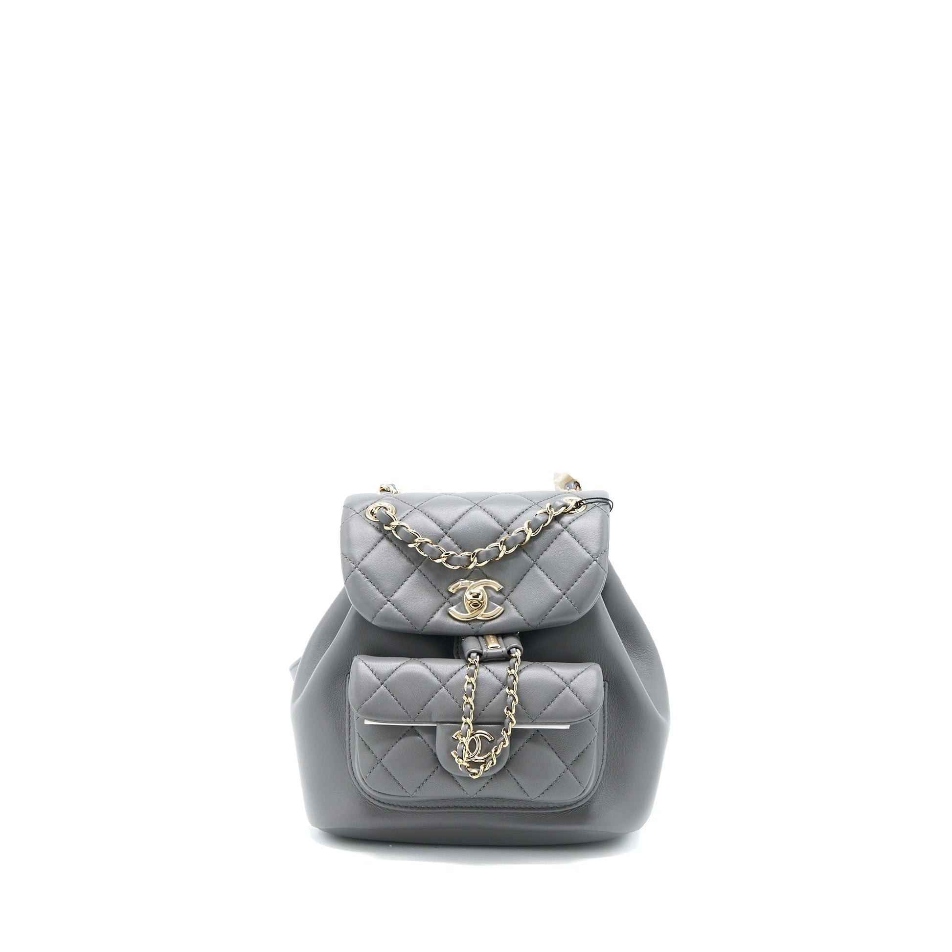 Chanel 22A Mimi Duma Backpack Lambskin Dark Grey