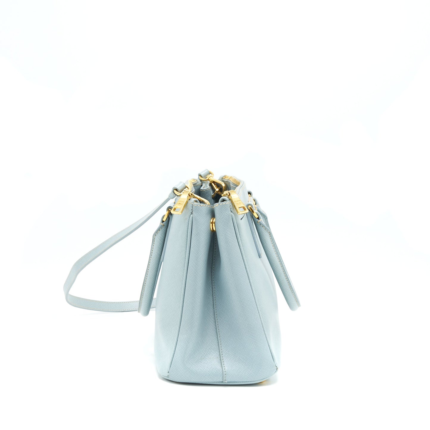 Prada Saffiano Tote Purse Light Handbag Leather Blue Tote Bag