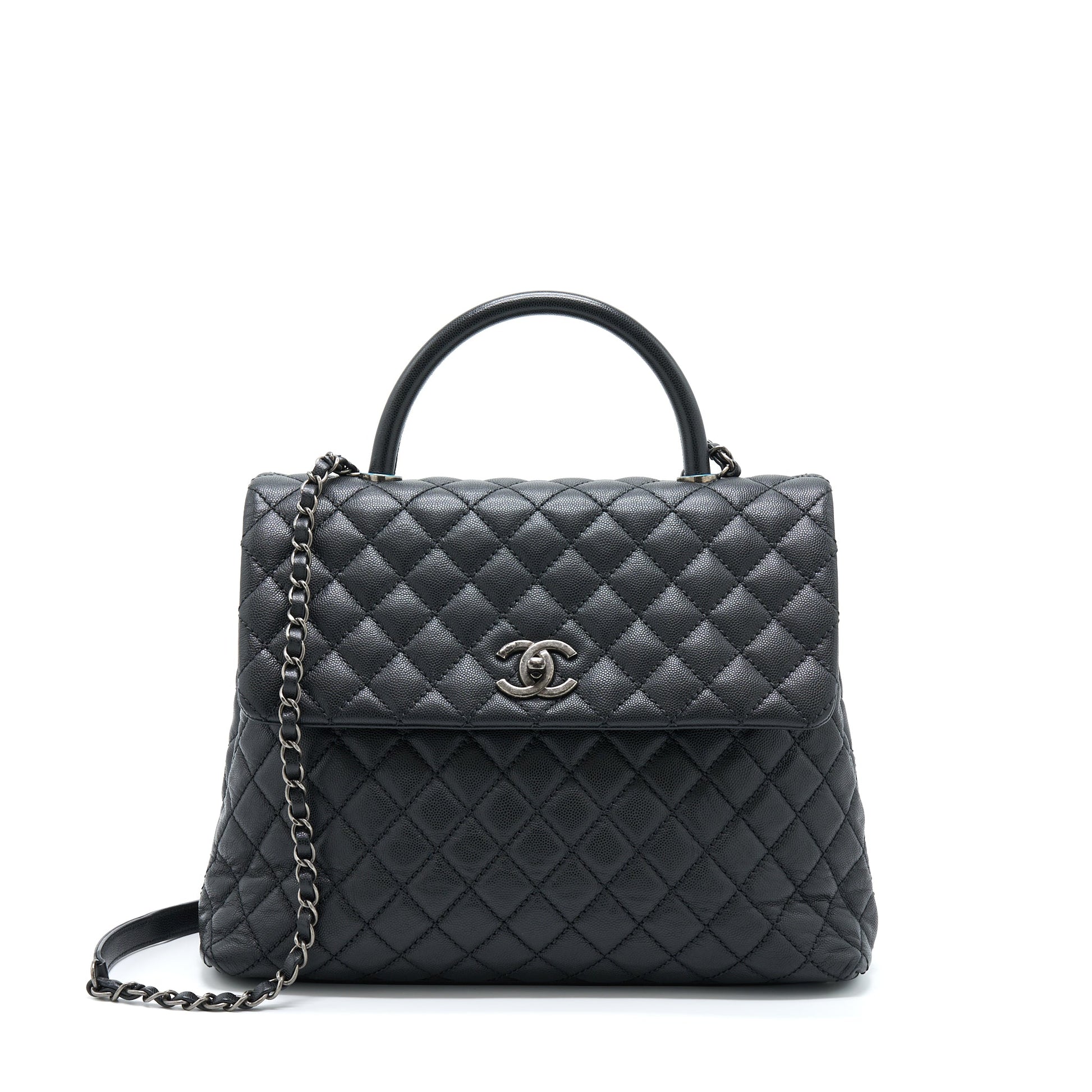Chanel Coco Handle Flap Caviar Ruthenium Hardware Black Shoulder Bag
