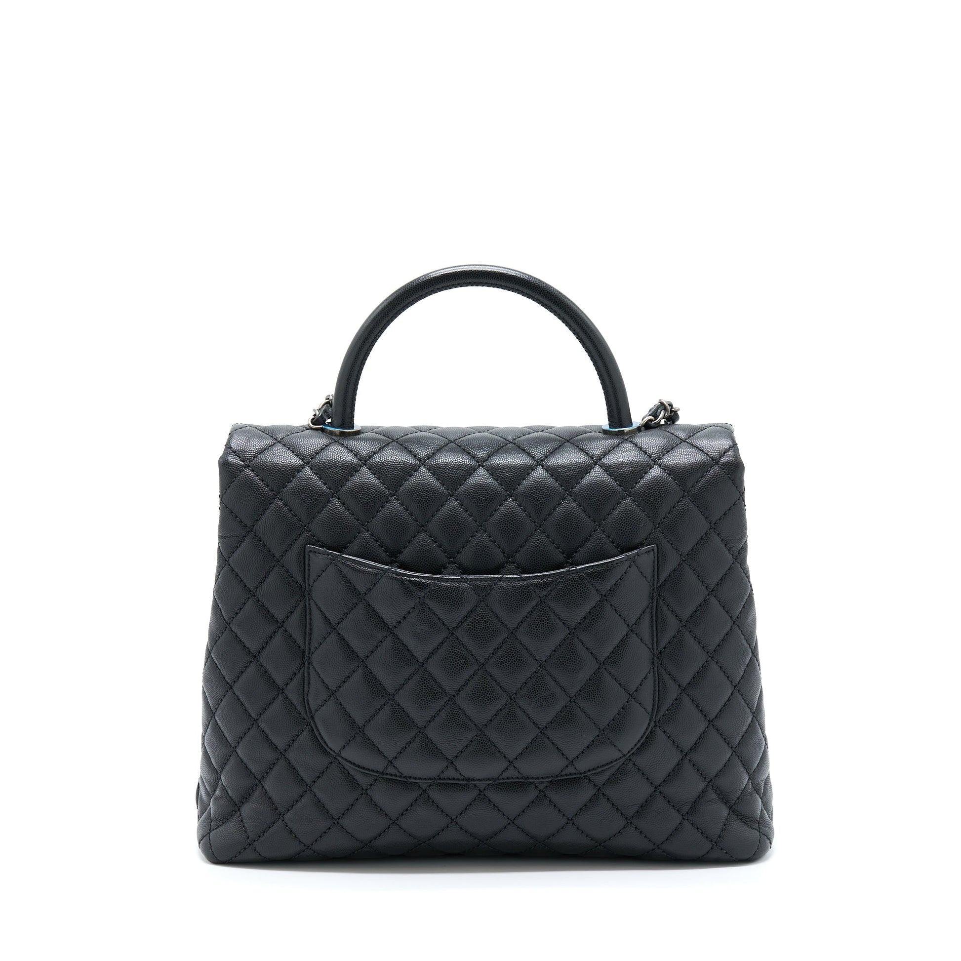 Chanel Coco Handle Flap Caviar Ruthenium Hardware Black Shoulder Bag