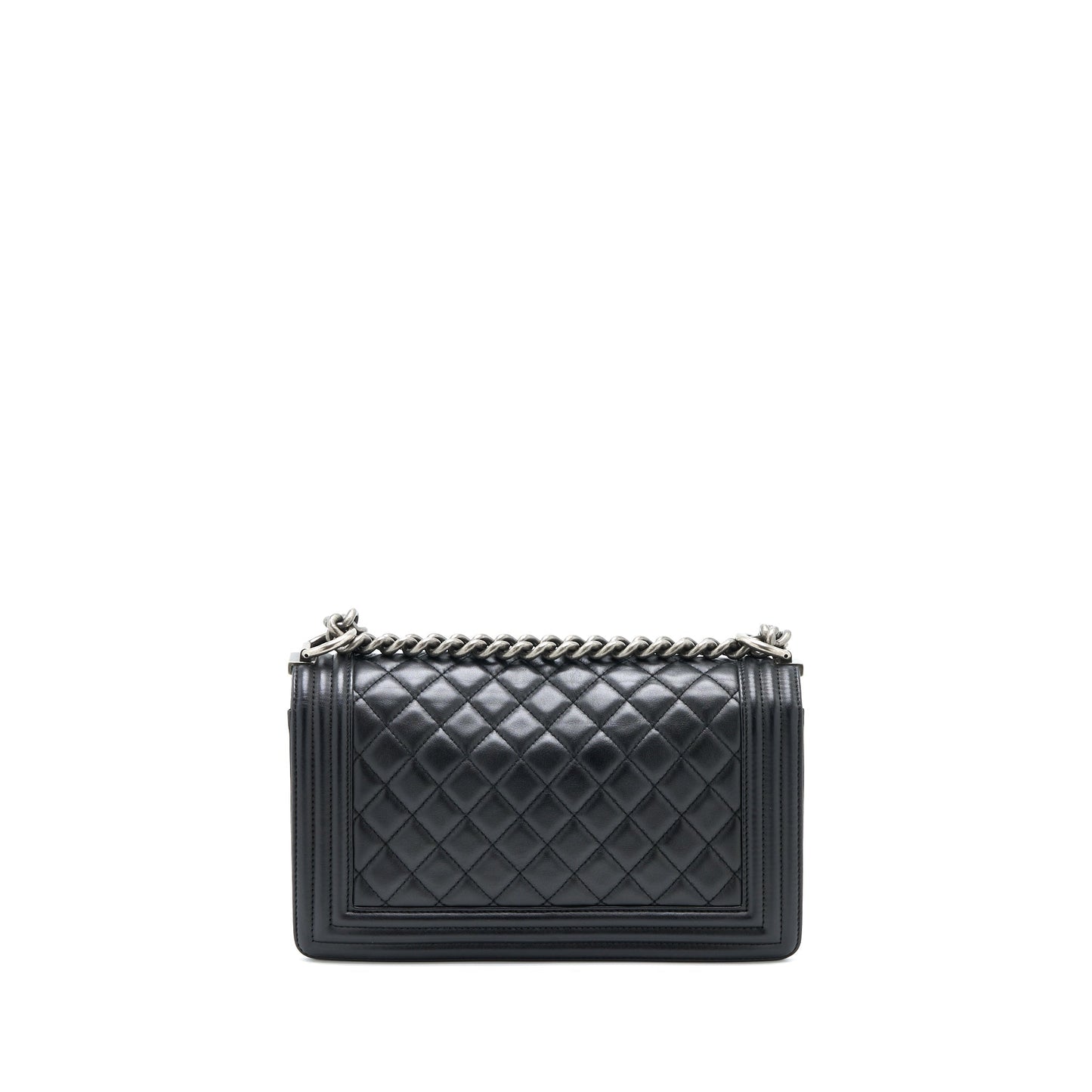 Chanel Boy Lambskin Ruthenium SHW Black Handbag Enamel Shw