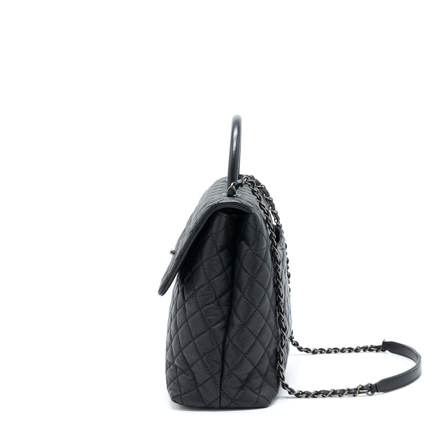 Chanel Coco Handle Flap Caviar Ruthenium Hardware Black Shoulder Bag
