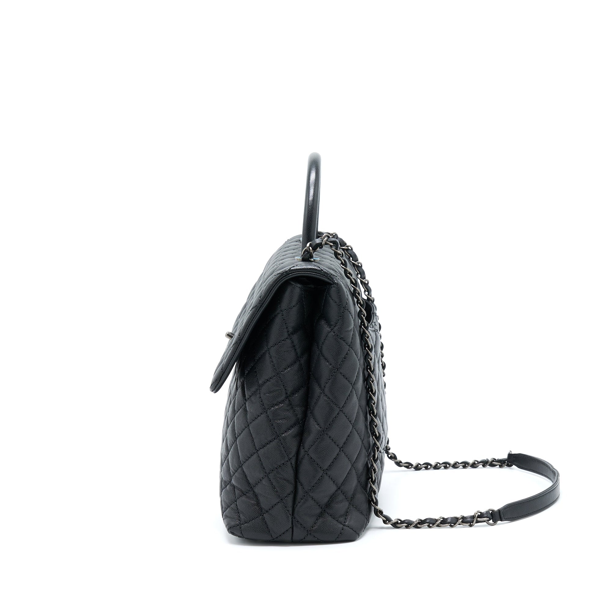 Chanel Coco Handle Flap Caviar Ruthenium Hardware Black Shoulder Bag