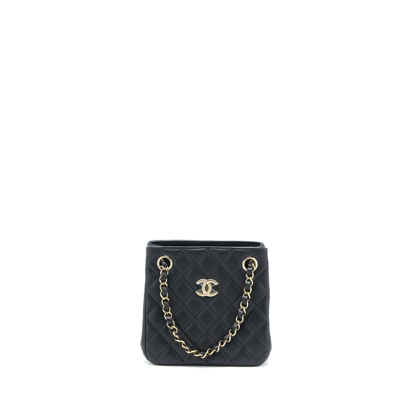 Chanel Bucket Caviar LGHW Microchip Black Tote Bag Microchip 1