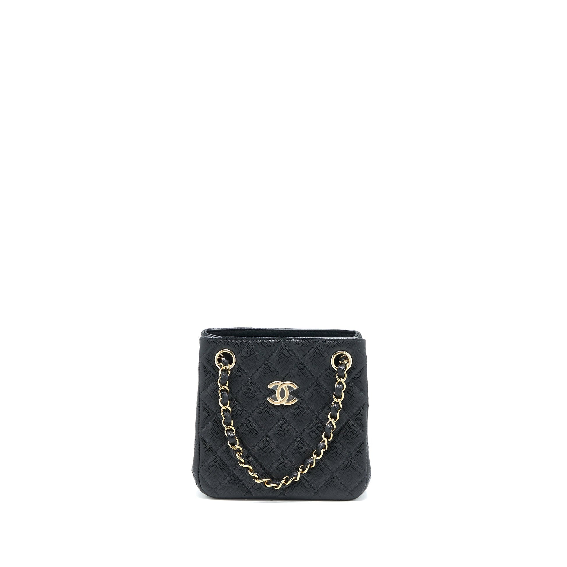 Chanel Bucket Caviar LGHW Microchip Black Tote Bag Microchip 1