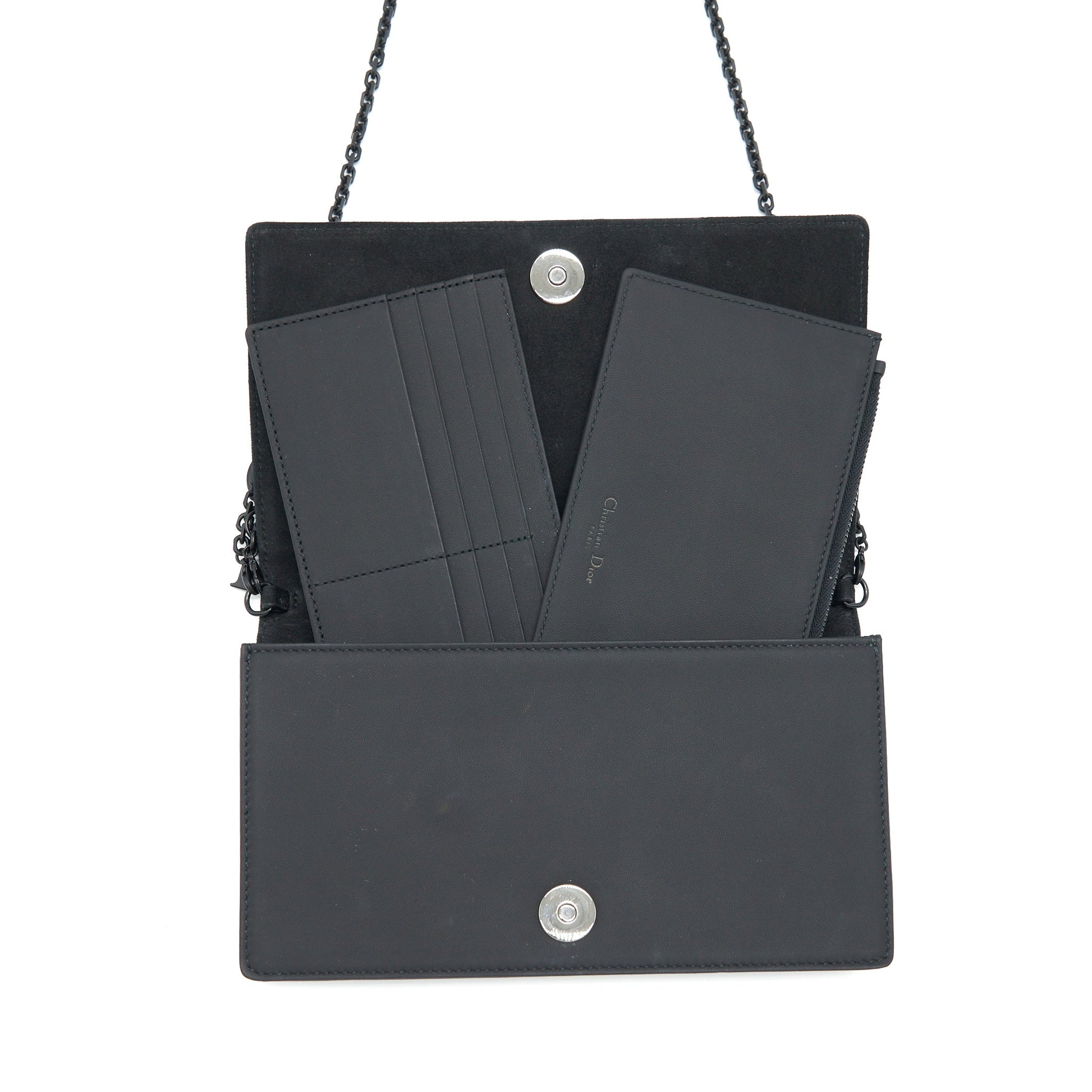 Dior Lady Pouch Ultramatte Cannage Calfskin Hardware Handbag Black Travel Bag