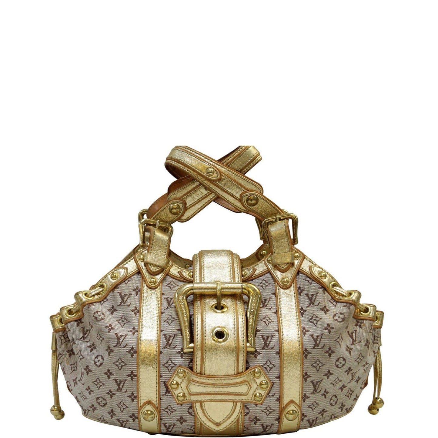 Louis Khaki Mini Lin Theda Satchel Leather Monogram Travel Bag