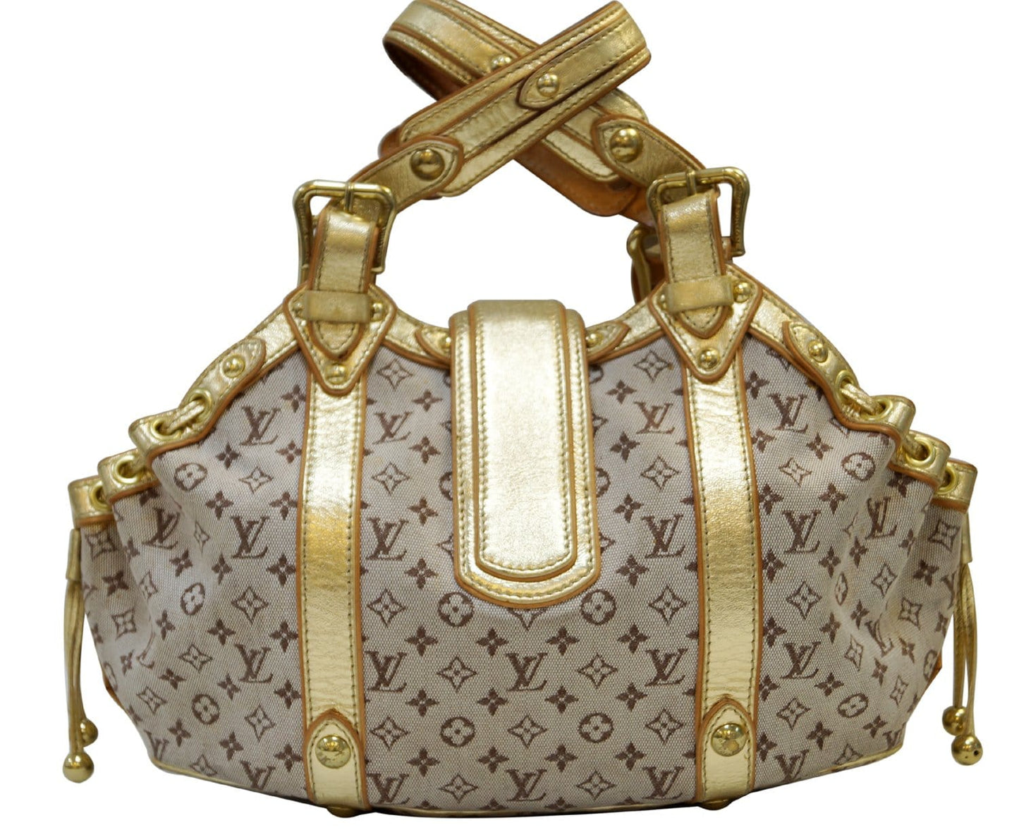 Louis Khaki Mini Lin Theda Satchel Leather Monogram Travel Bag