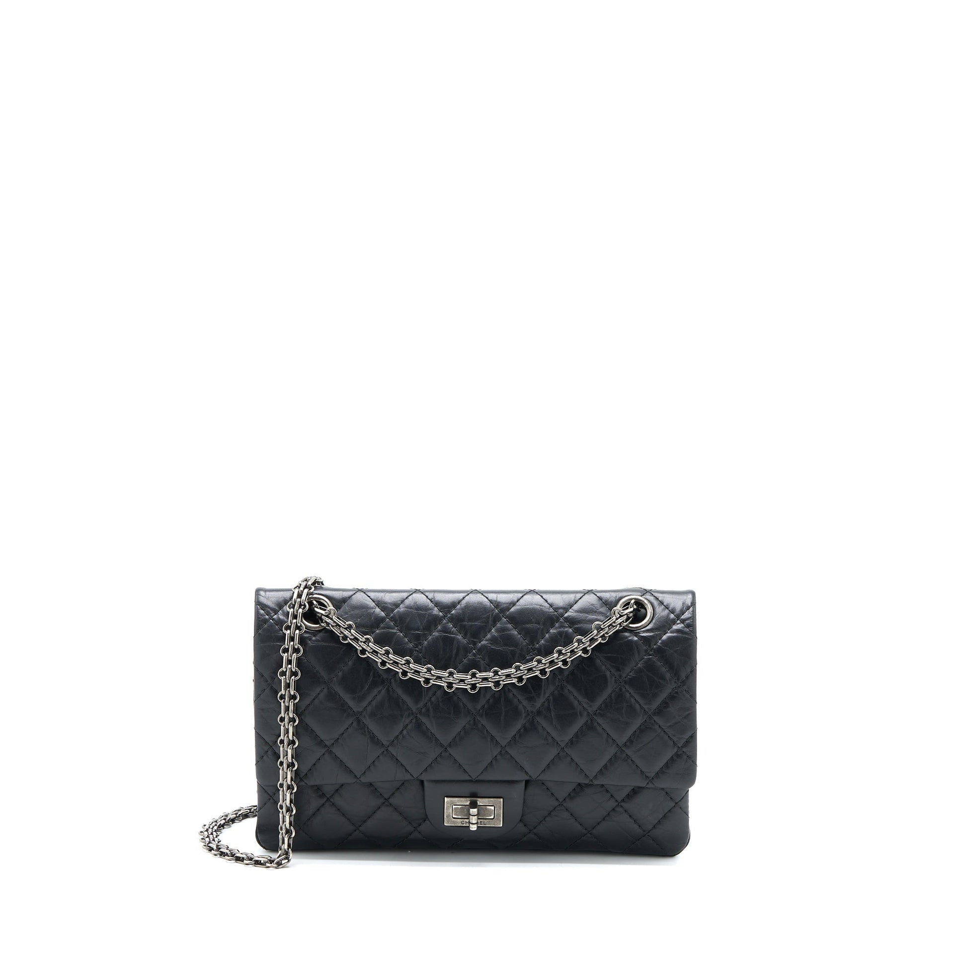 Chanel 2.55 225 Reissue Flap Aged Calfskin Black Small Shoulder Bag
