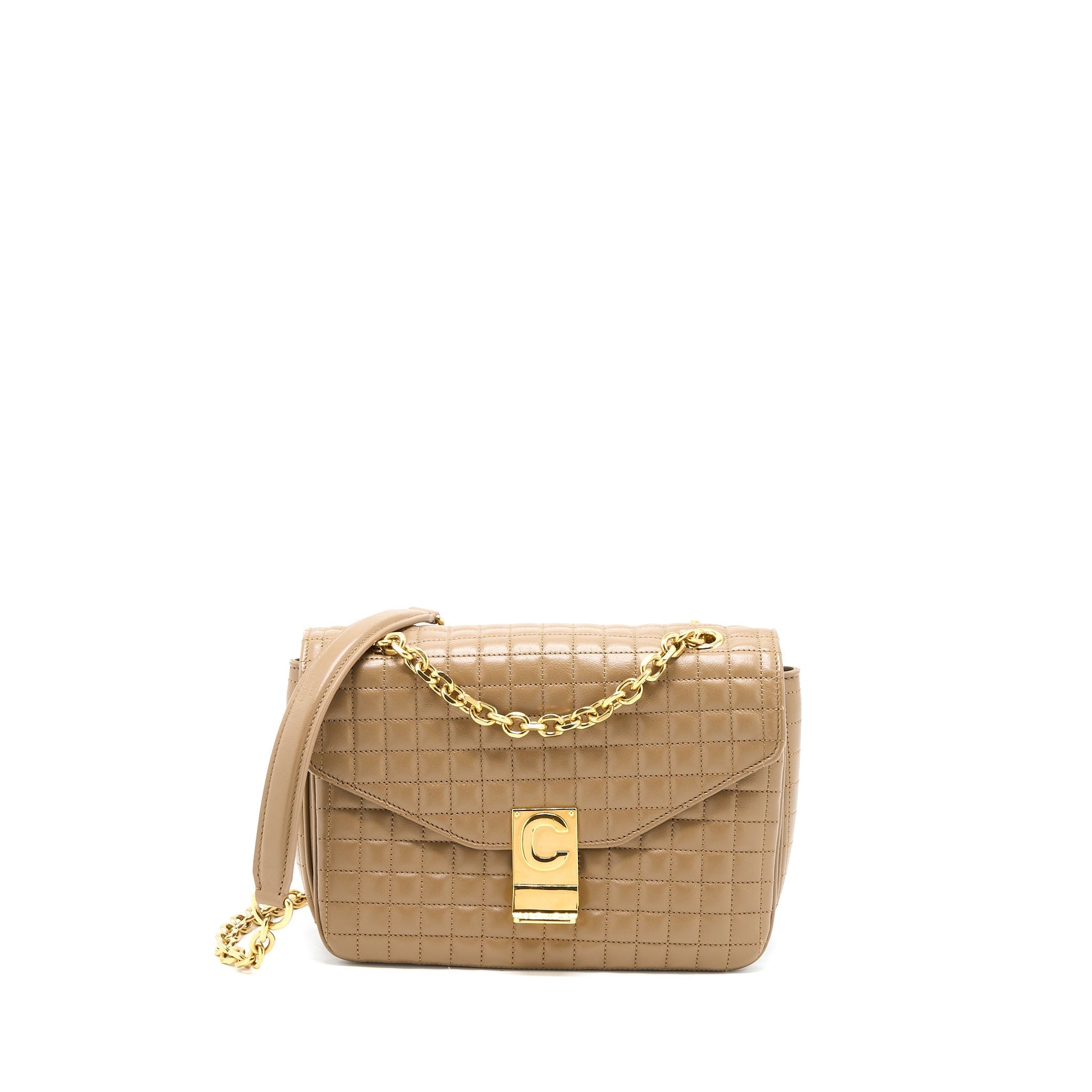 Celine C Purse Calfskin Light Camel Handbag Travel Bag