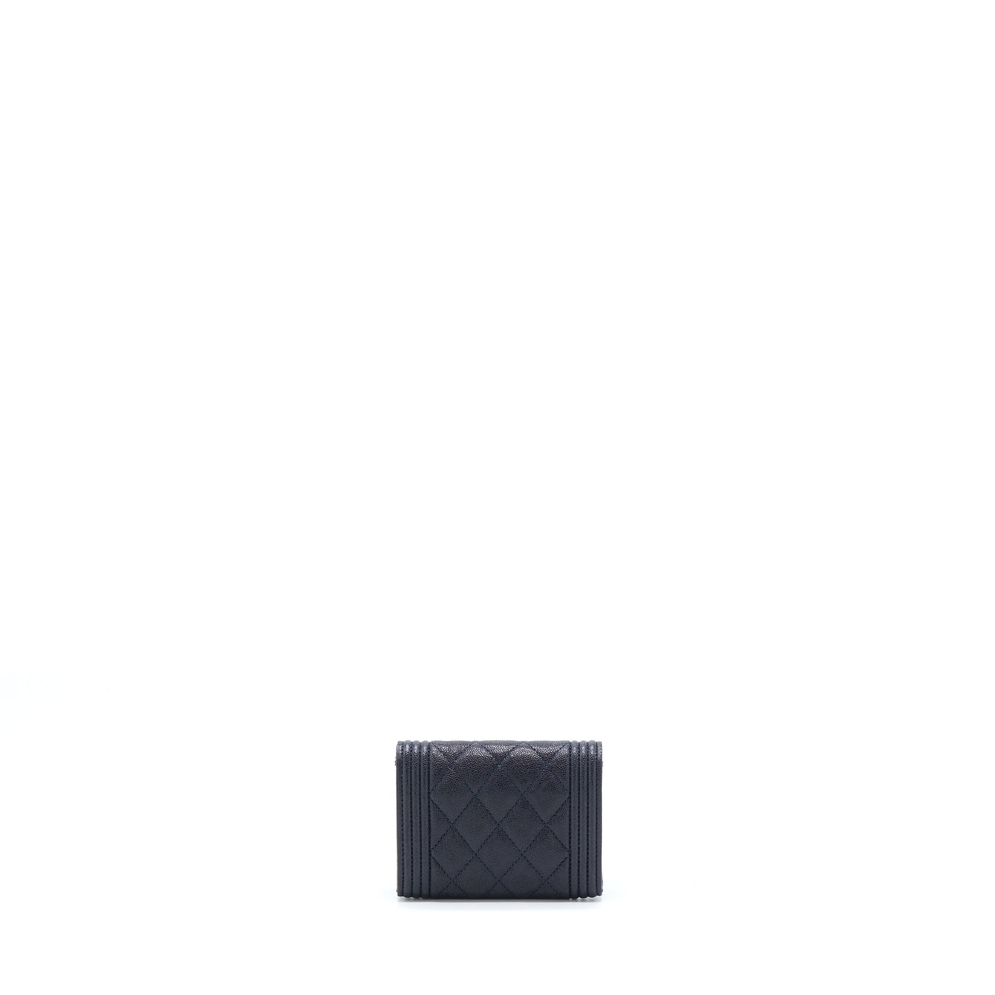 Chanel Boy Flap Card Holder Caviar GHW Black Small Wallet Case