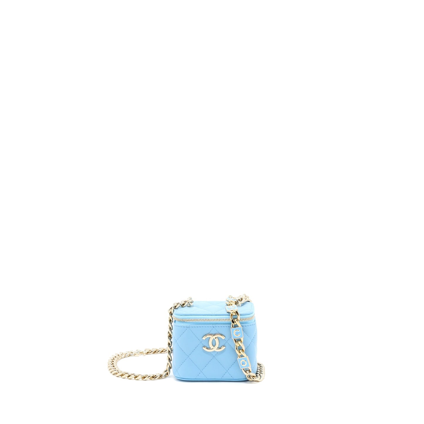 Chanel Vanity Giant Lambskin LGHW Blue Mini Bag