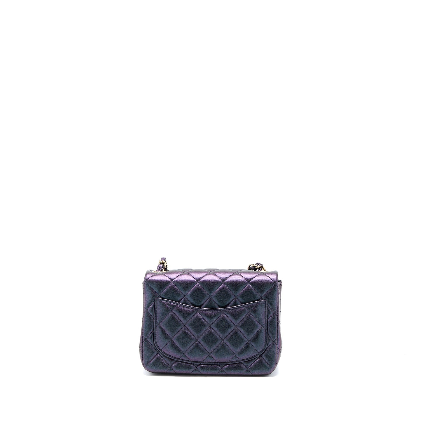 Chanel 22B Square Pearly Lambskin LGHW Microchip Black Mini Bag