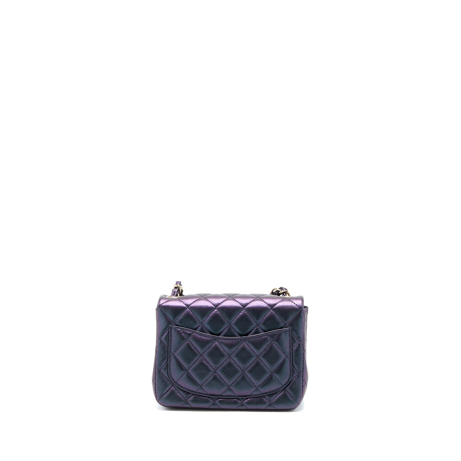 Chanel 22B Square Pearly Lambskin LGHW Microchip Black Mini Bag