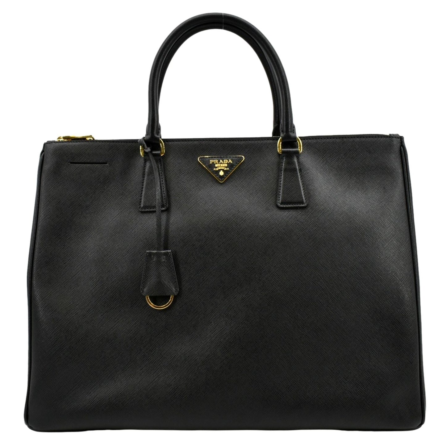 Galleria Double Zip Saffiano Tote Bag Leather Black Bag Black