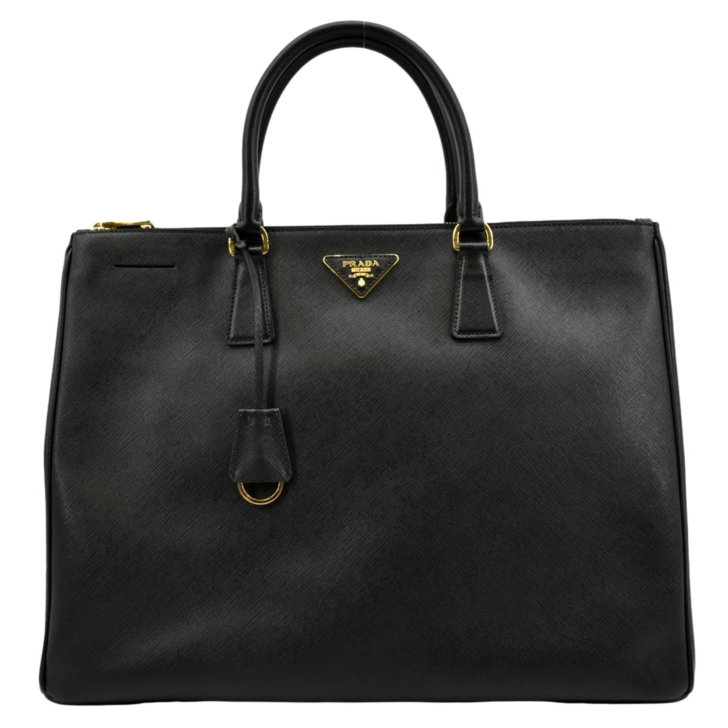 Galleria Double Zip Saffiano Tote Bag Leather Black Bag Black