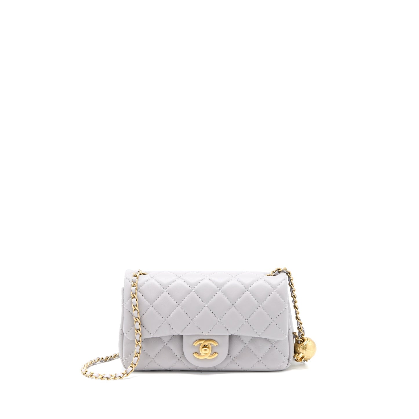 Chanel Pearl Crush Rectangular Lambskin Brushed GHW Grey Mini Bag Brushed Ghwmicrochip